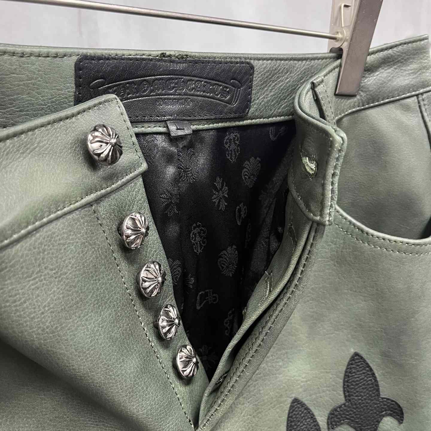 Chrome Heart Leather Cross Jeans - DopestKickz
