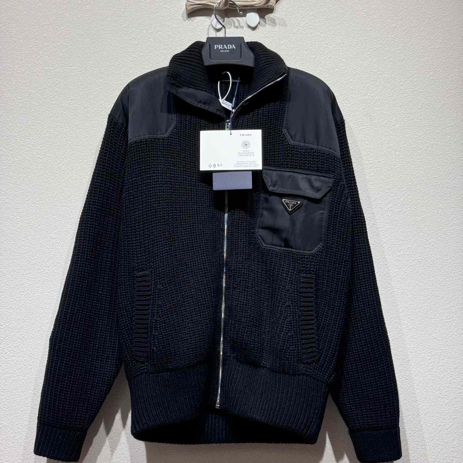 Prada Wool And Cashmere Cardigan With Re-Nylon Details - DopestKickz