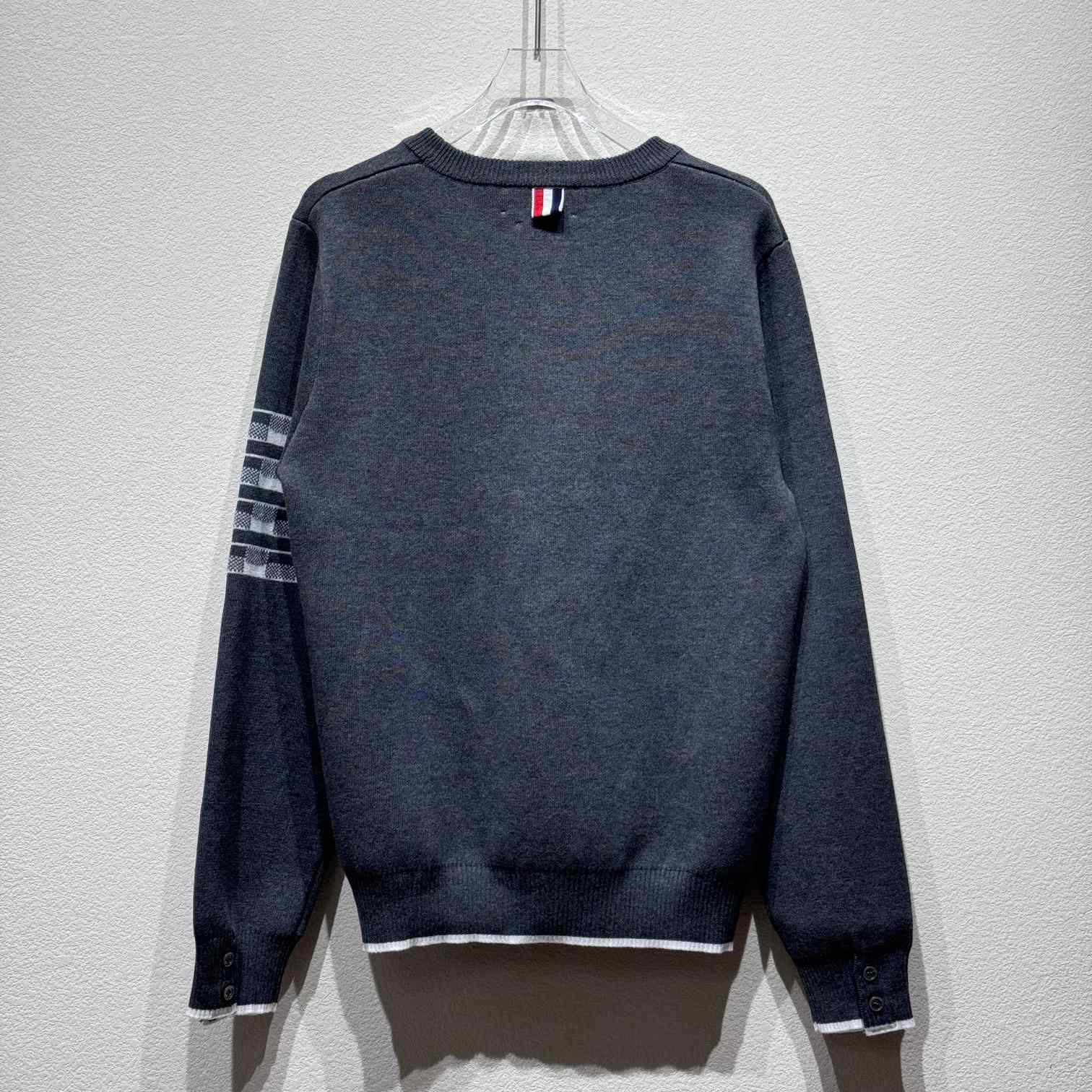 Thom Browne Cotton Crepe Buffalo Check Jacquard Hector Icon Crewneck 4-bar Pullover - DopestKickz
