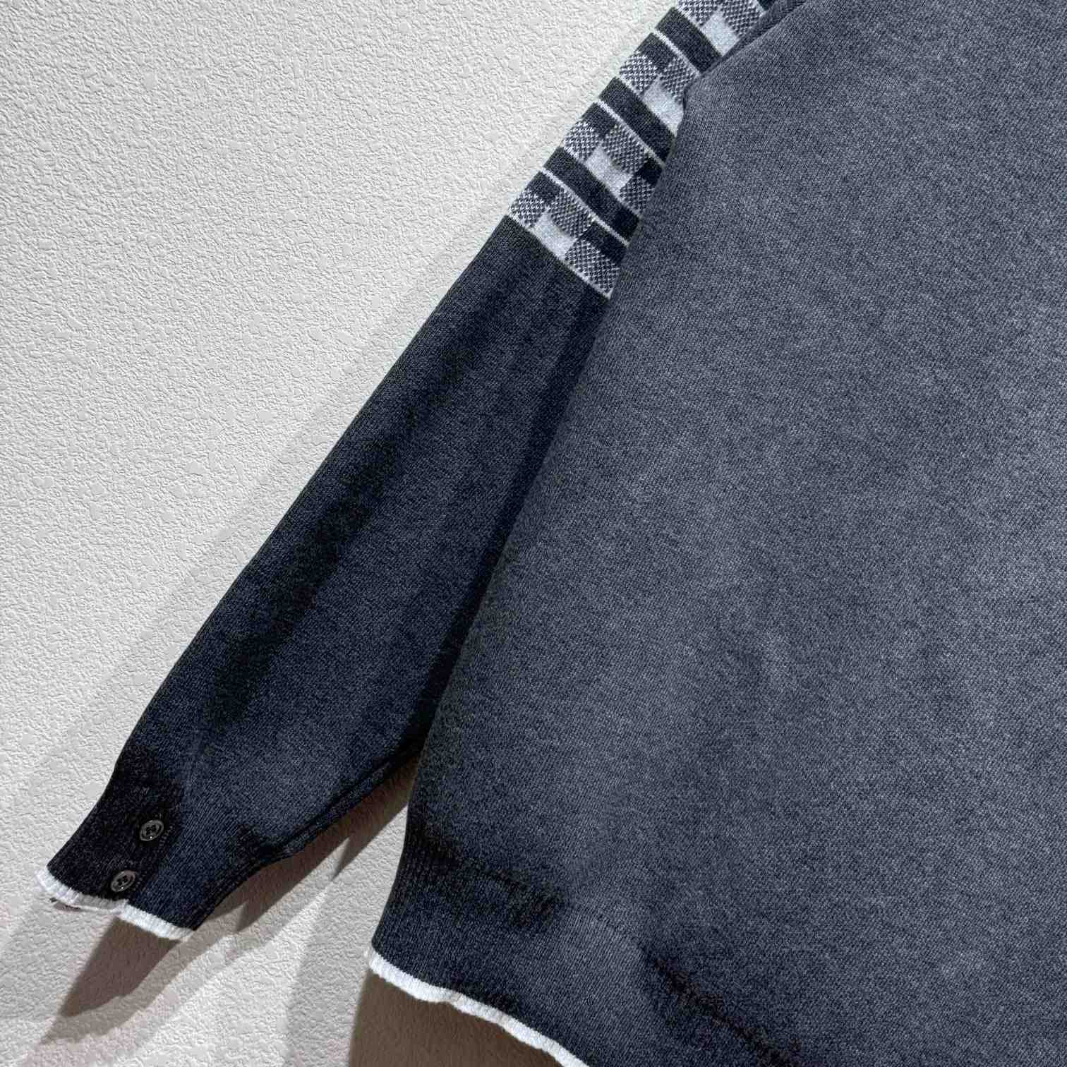 Thom Browne Cotton Crepe Buffalo Check Jacquard Hector Icon Crewneck 4-bar Pullover - DopestKickz