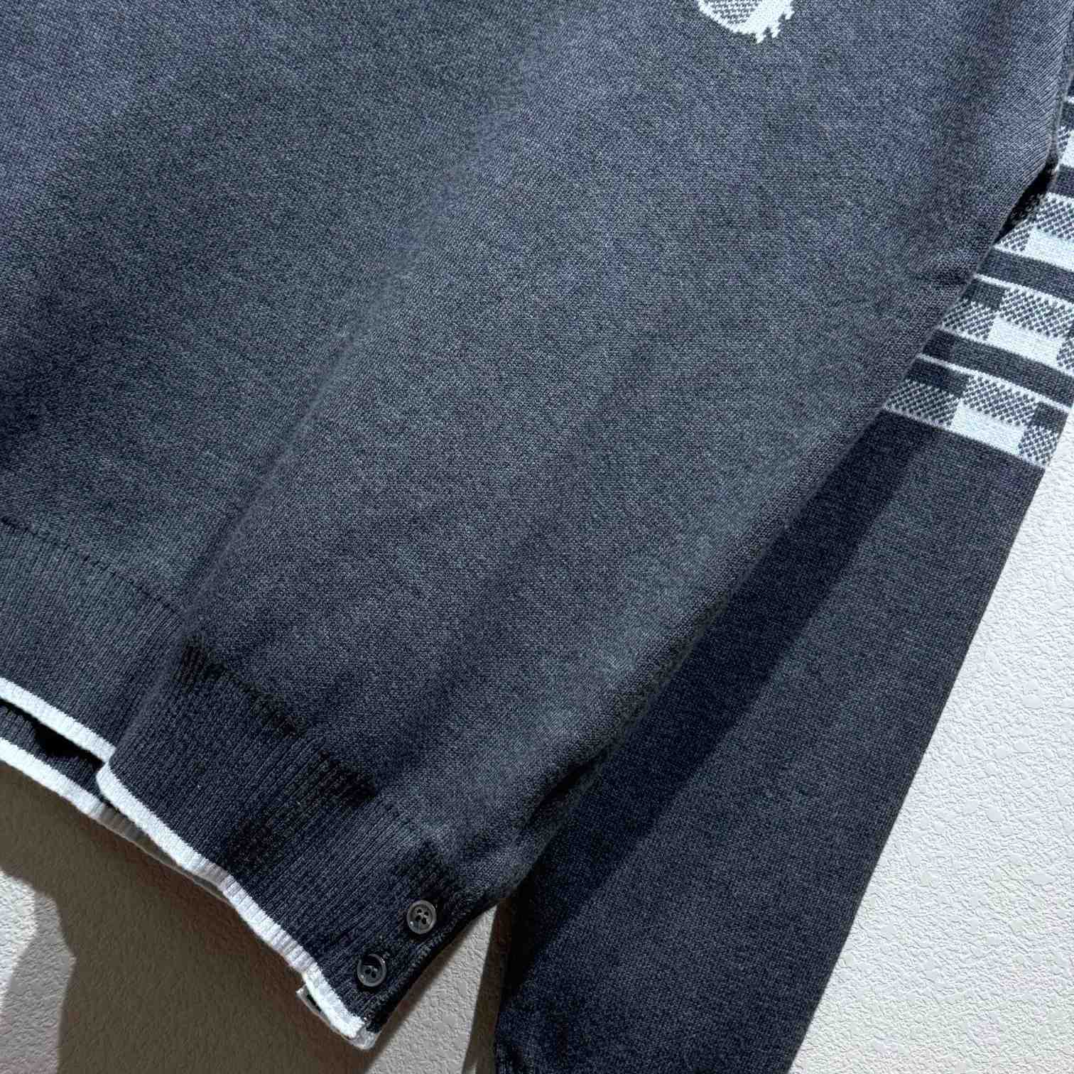 Thom Browne Cotton Crepe Buffalo Check Jacquard Hector Icon Crewneck 4-bar Pullover - DopestKickz