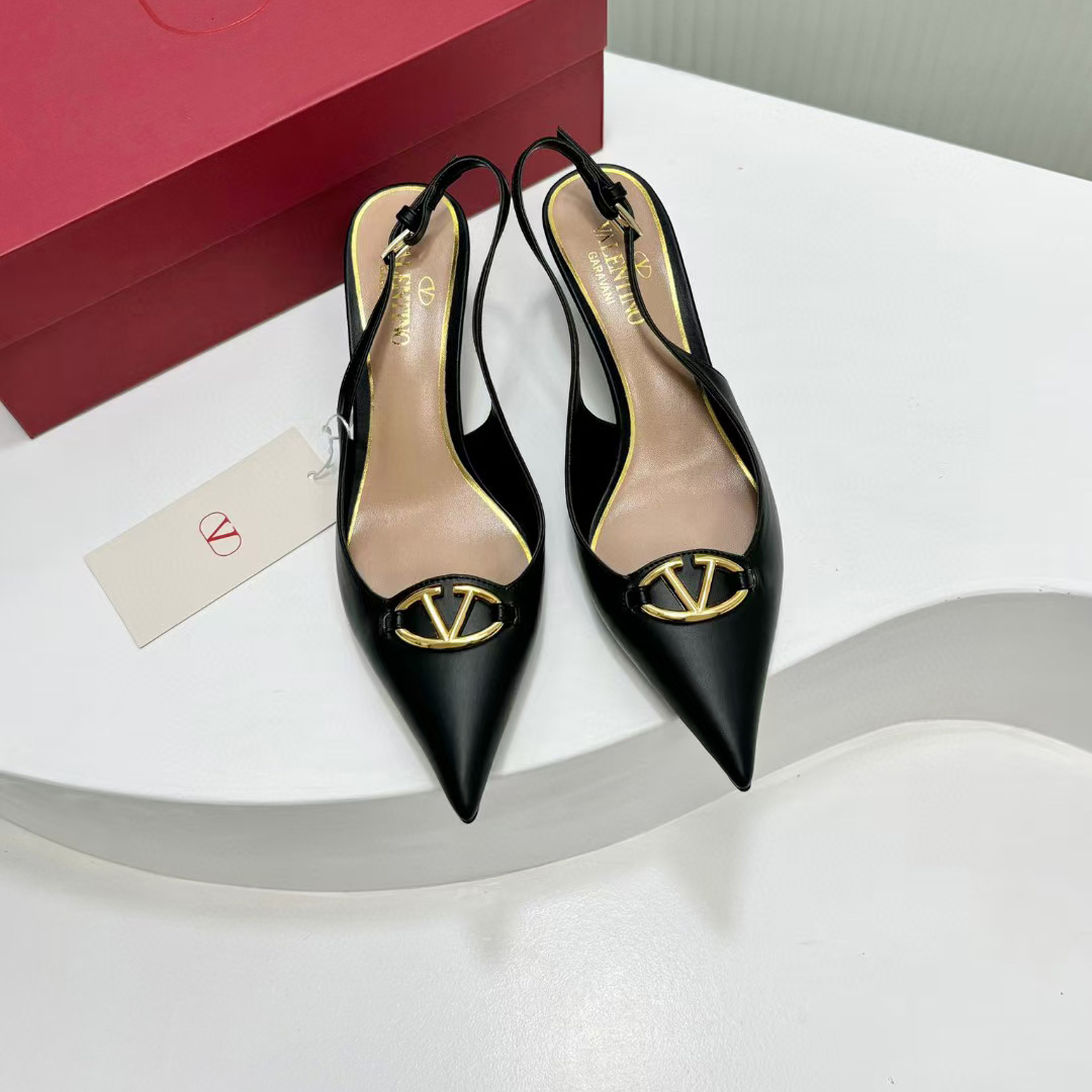 Valenti The Bold Edition VLogo Calfskin Slingback Pump   60mm - DopestKickz