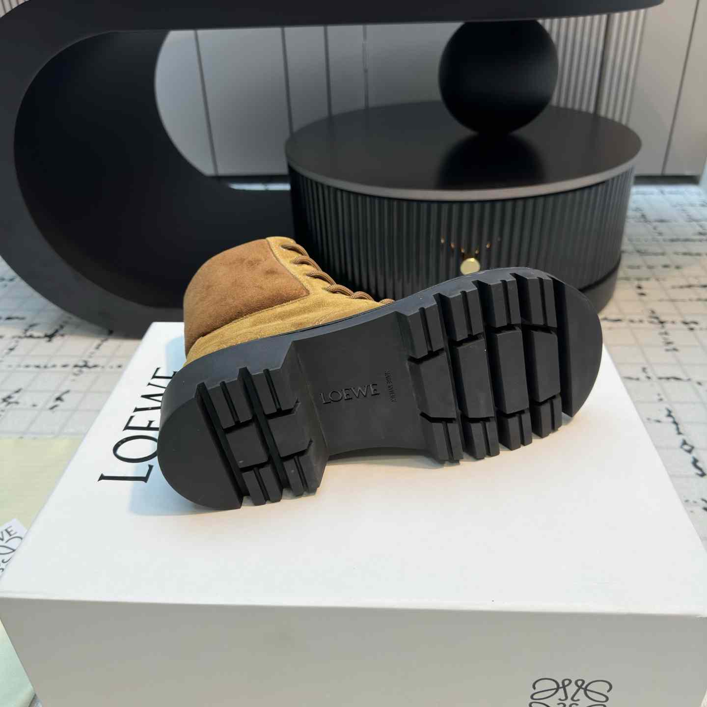 Loewe Sierra Combat Ankle Boot In Suede - DopestKickz