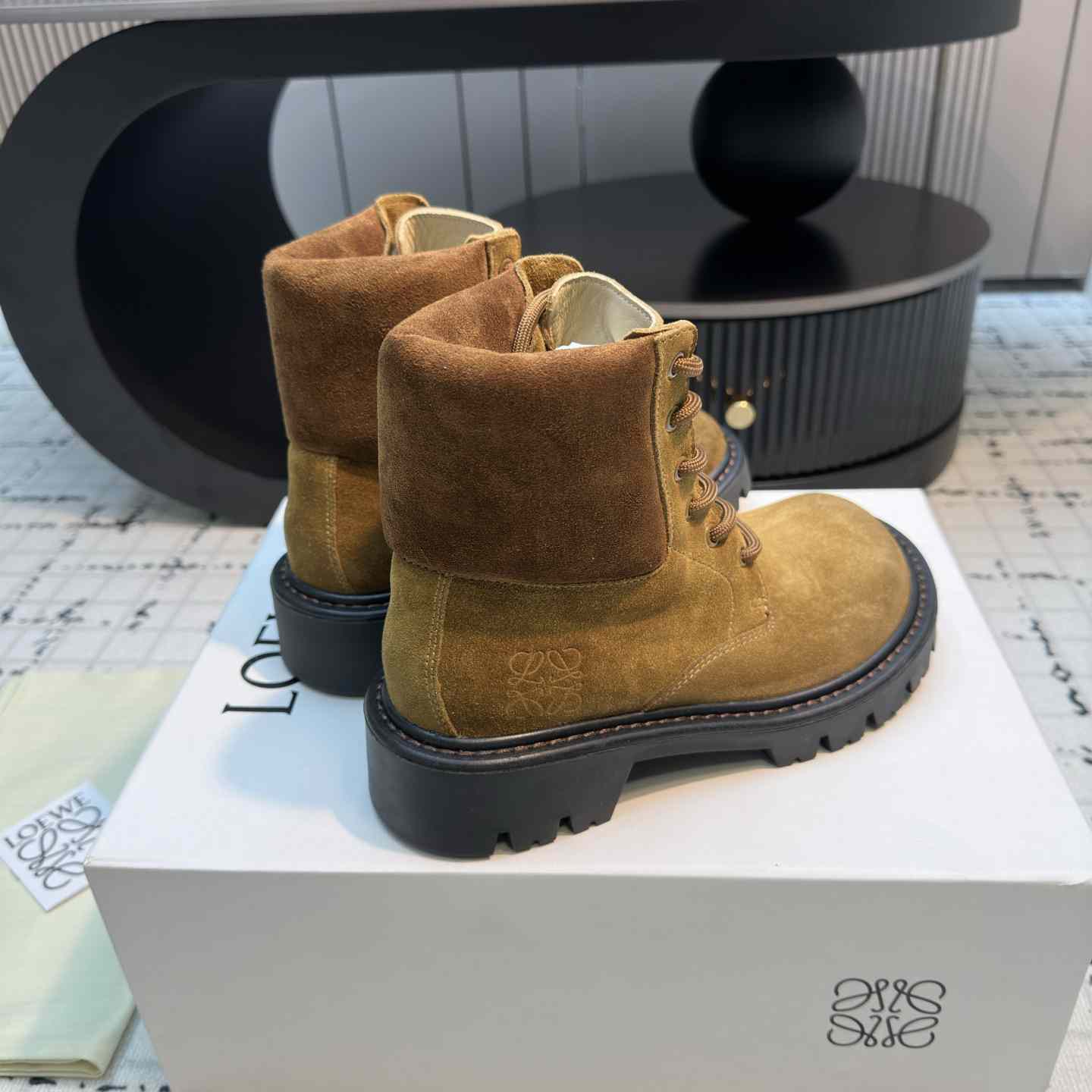 Loewe Sierra Combat Ankle Boot In Suede - DopestKickz