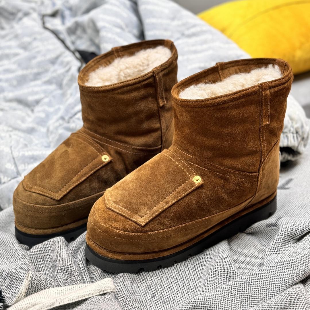 Acne Studios Tobacco Brown Shearling Leather Boots - DopestKickz