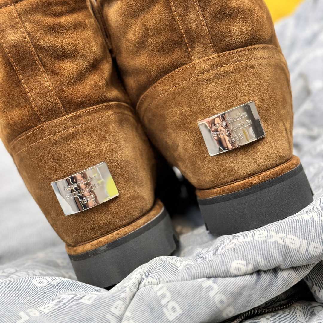 Acne Studios Tobacco Brown Shearling Leather Boots - DopestKickz