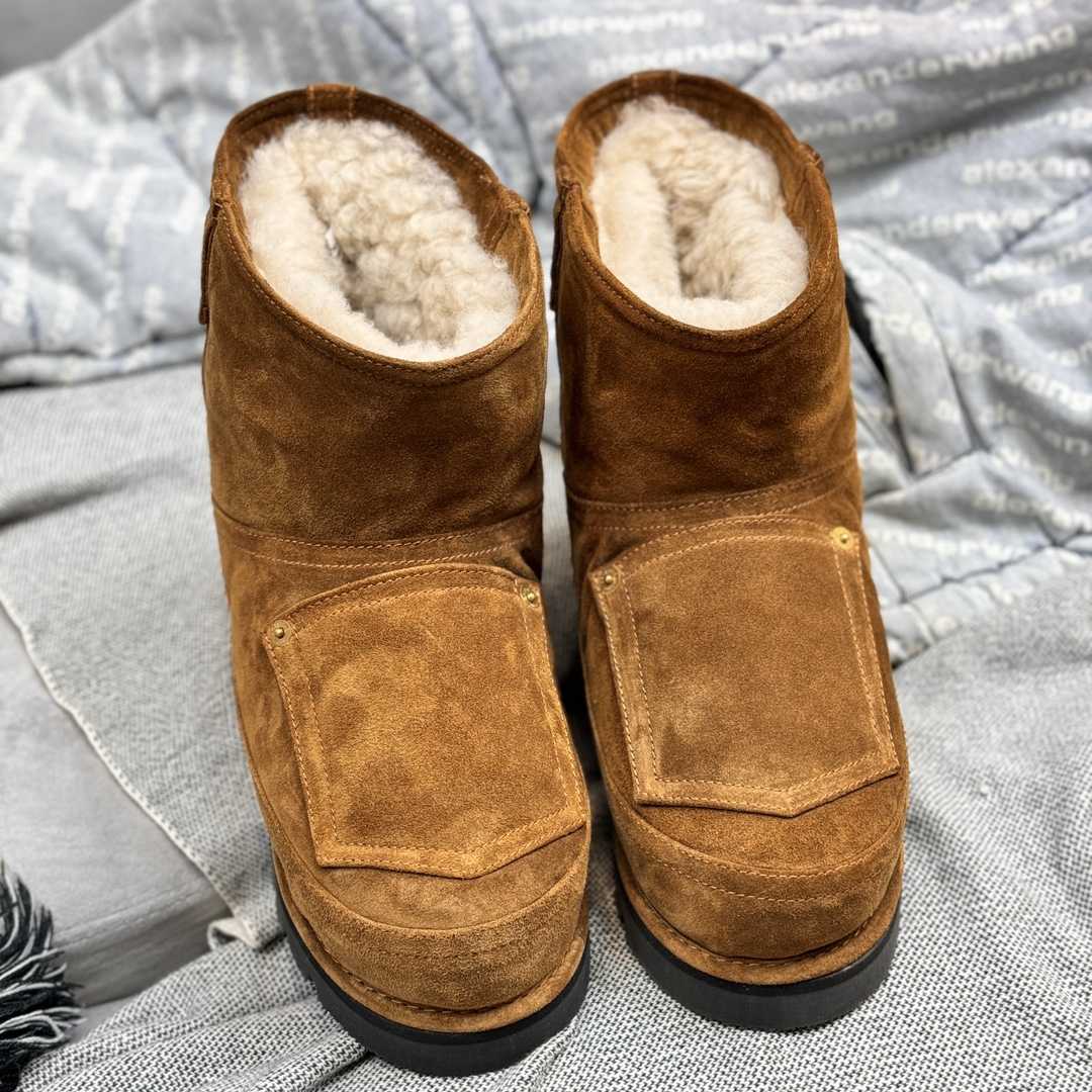 Acne Studios Tobacco Brown Shearling Leather Boots - DopestKickz