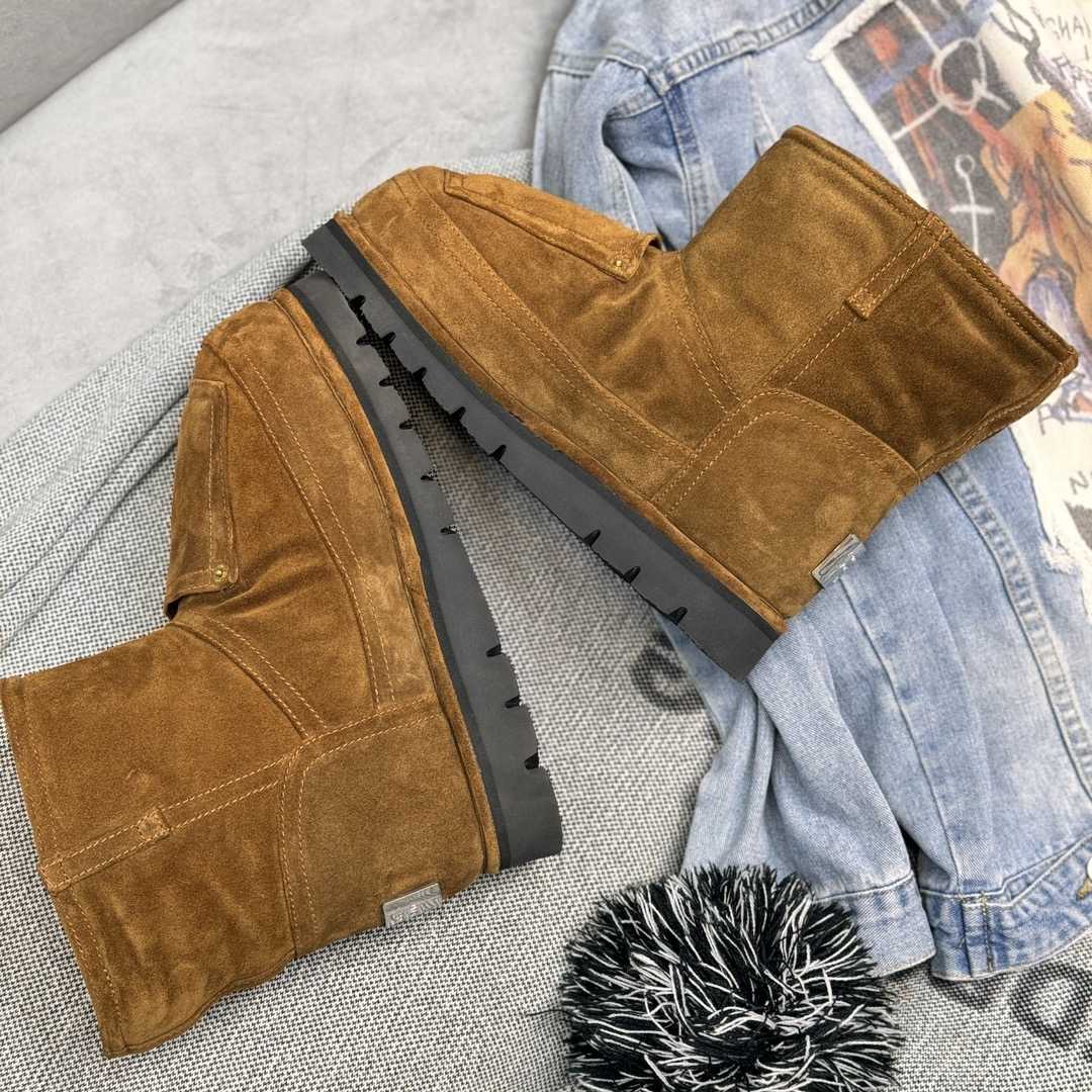 Acne Studios Tobacco Brown Shearling Leather Boots - DopestKickz