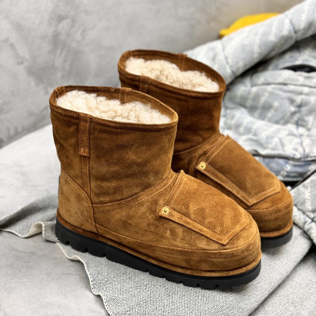 Acne Studios Tobacco Brown Shearling Leather Boots - DopestKickz