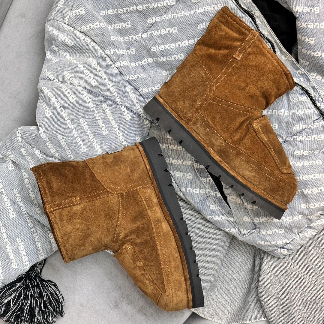 Acne Studios Tobacco Brown Shearling Leather Boots - DopestKickz