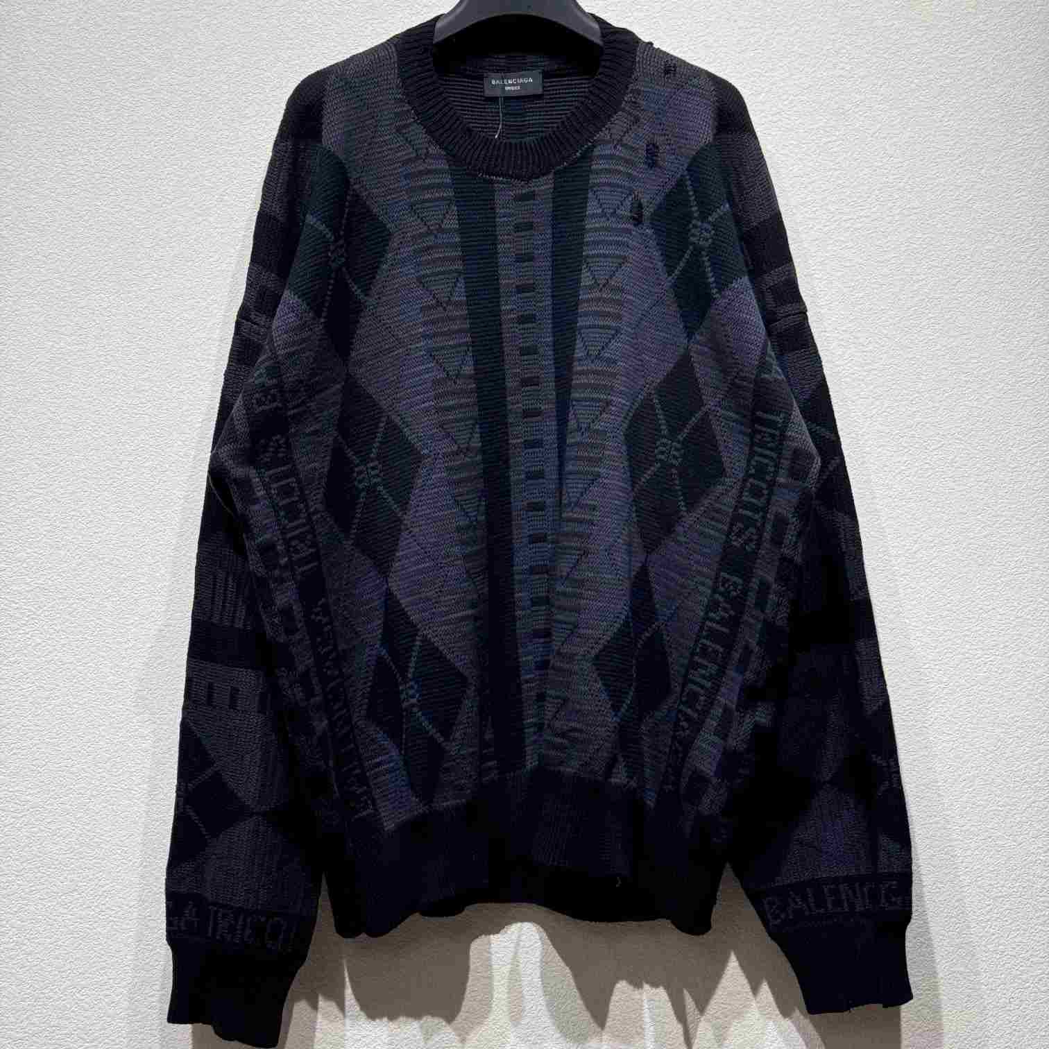 Balenciaga Logo-jacquard Distressed Jumper - DopestKickz