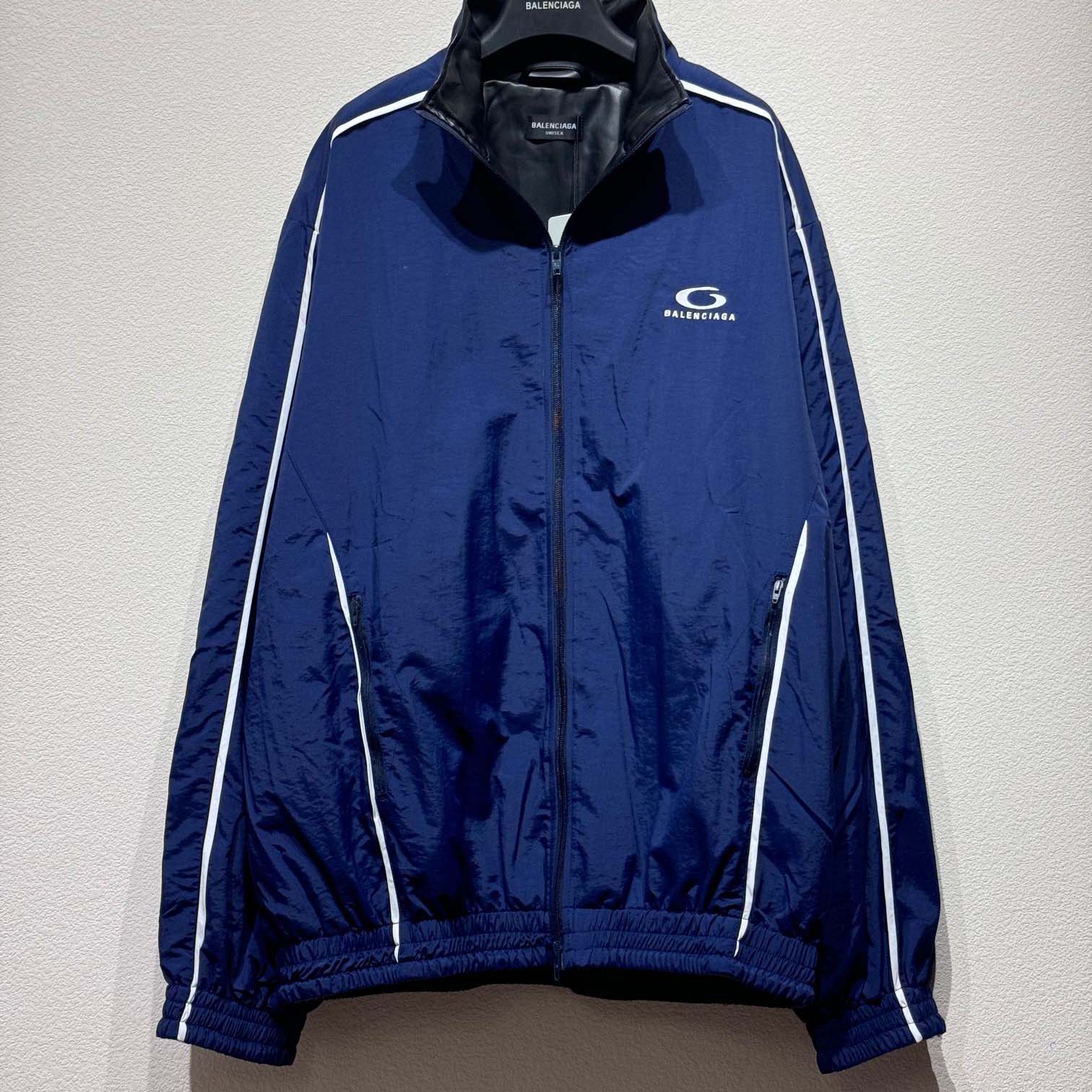 Balenciaga Loop Sports Icon Large Tracksuit Jacket In Navy Blue - DopestKickz