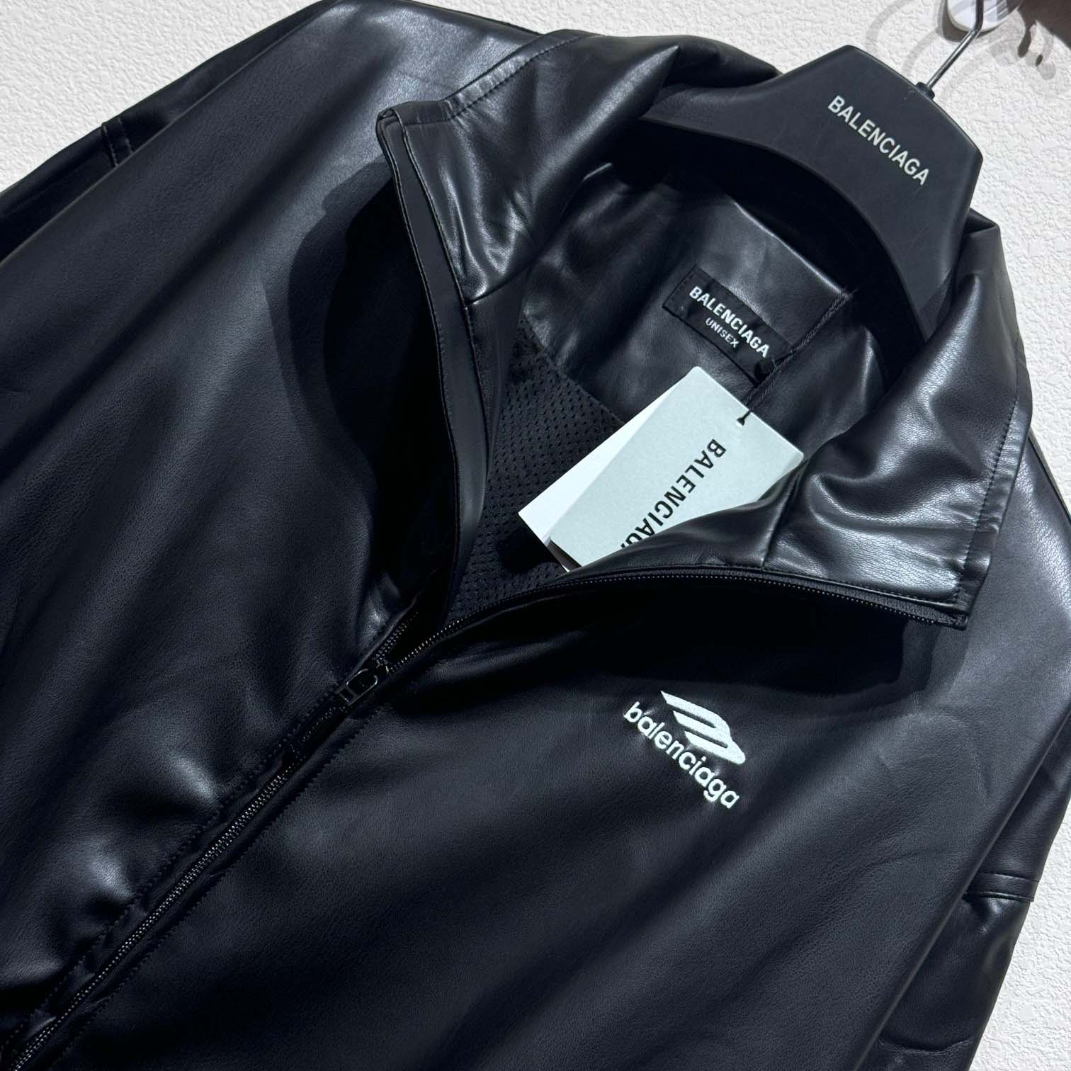 Balenciaga 3B Logo Oversize Leather Track Jacket - DopestKickz