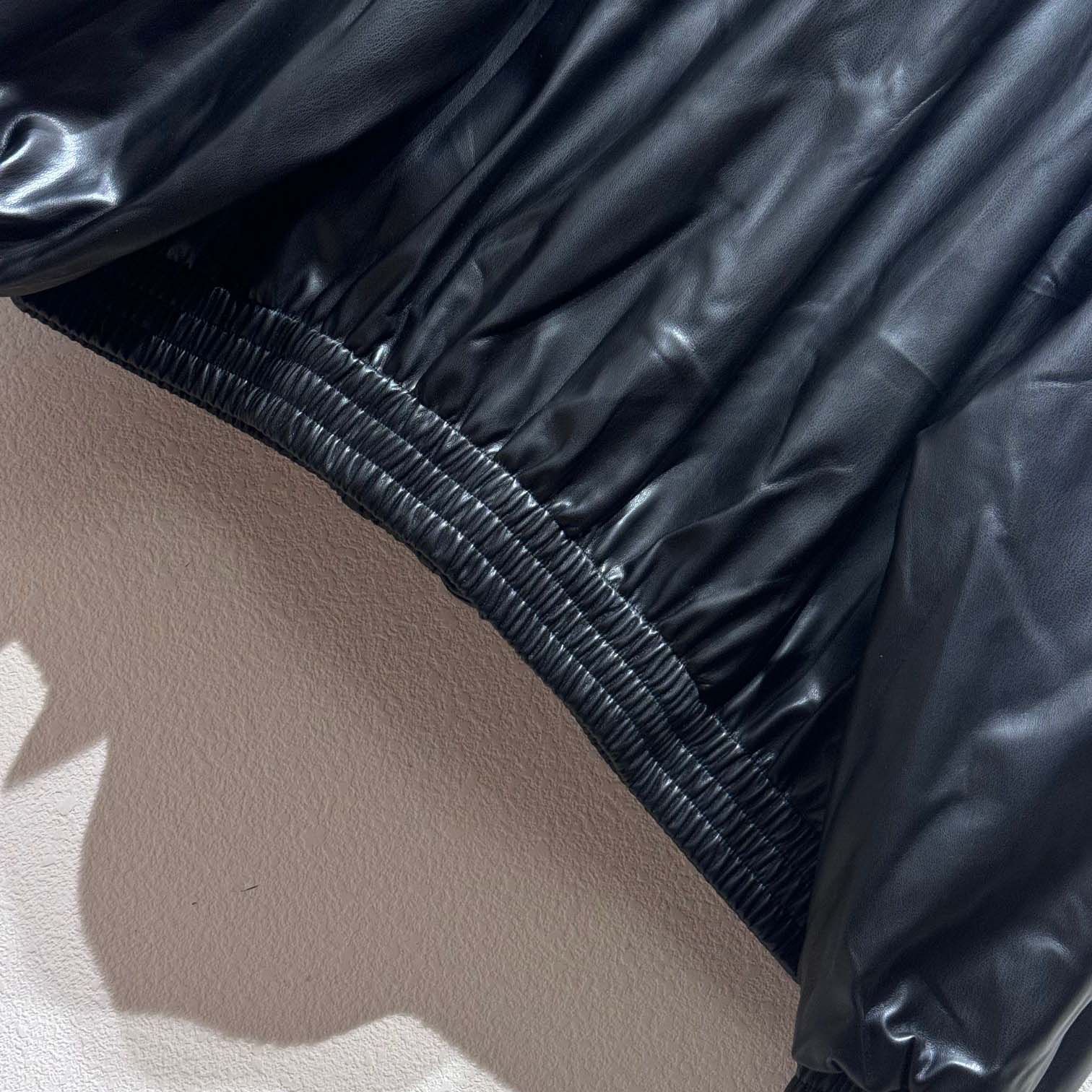 Balenciaga 3B Logo Oversize Leather Track Jacket - DopestKickz