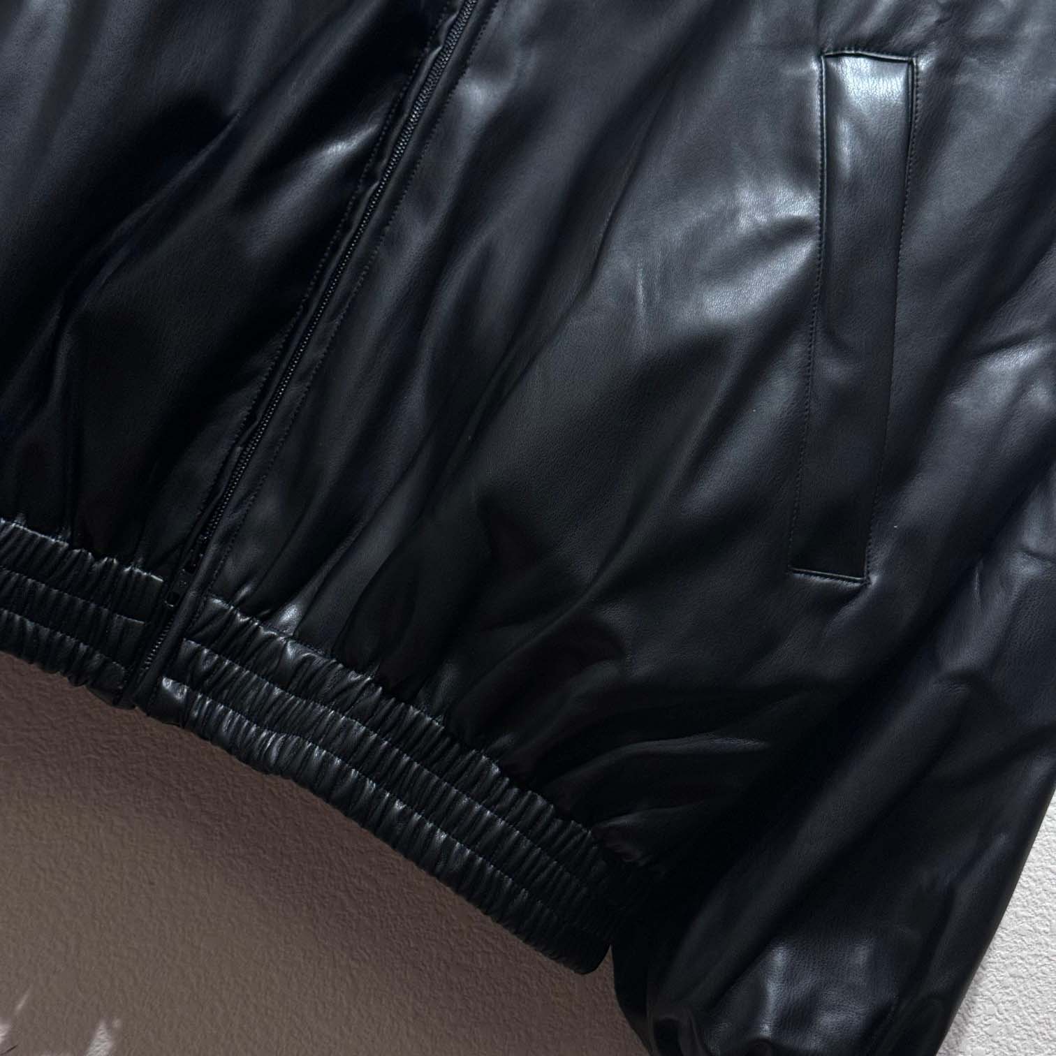 Balenciaga 3B Logo Oversize Leather Track Jacket - DopestKickz