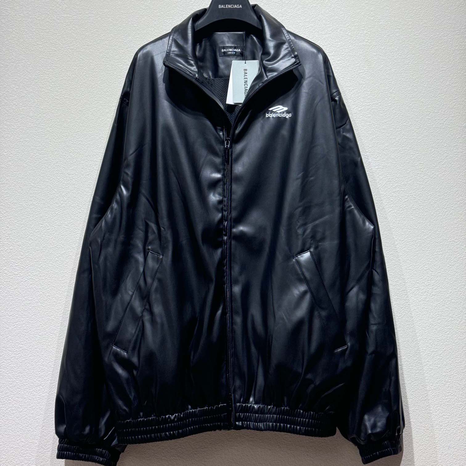 Balenciaga 3B Logo Oversize Leather Track Jacket - DopestKickz