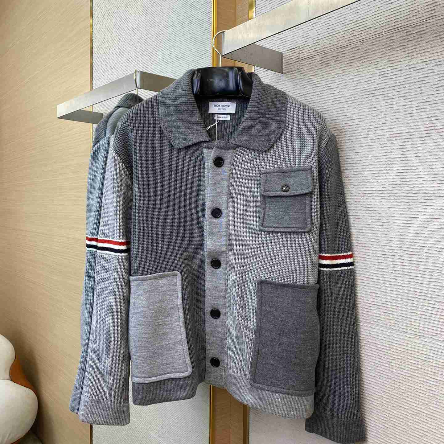 Thom Browne Fun-Mix Boiled Wool Stripe Workman's Jacket - DopestKickz