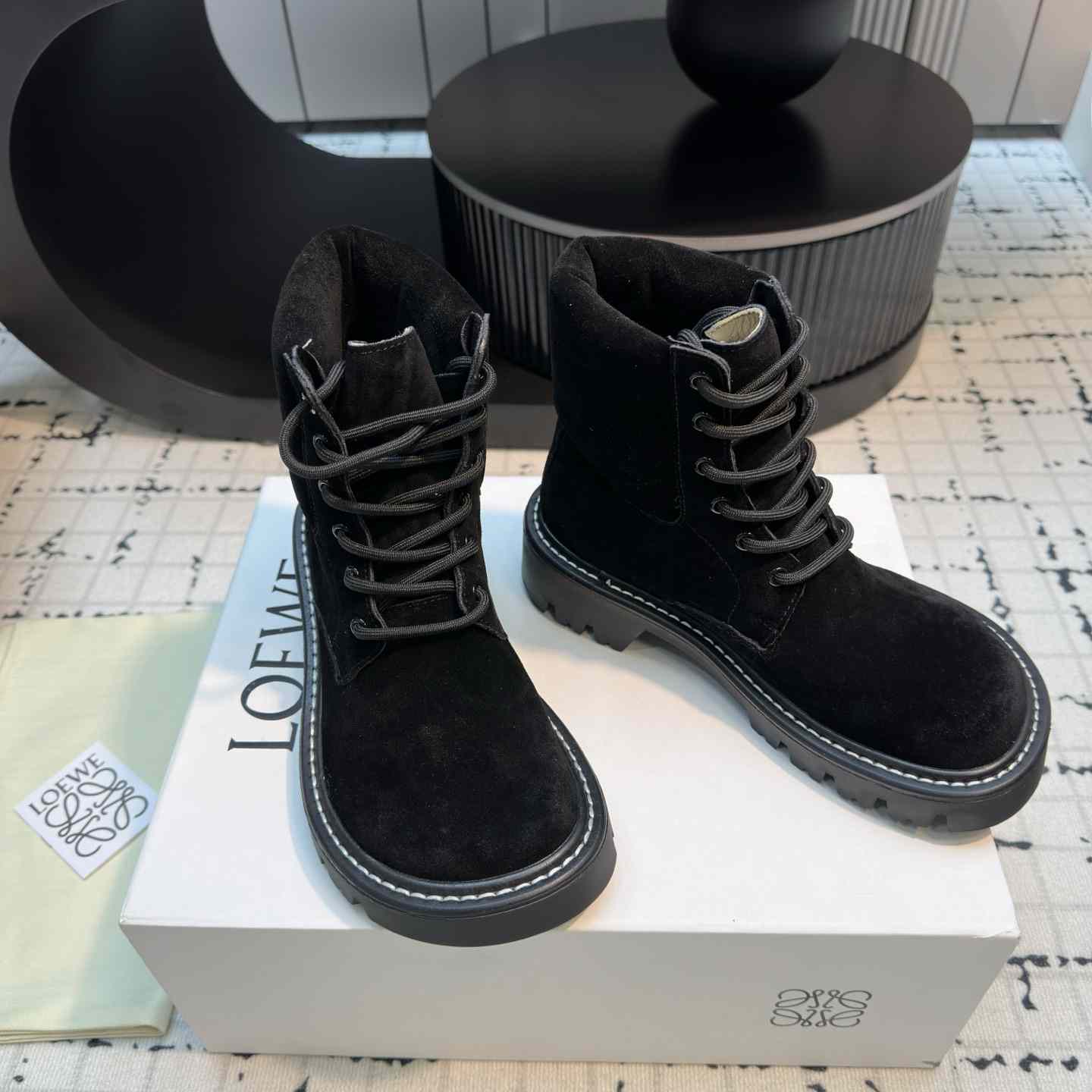 Loewe Sierra Combat Ankle Boot In Suede - DopestKickz
