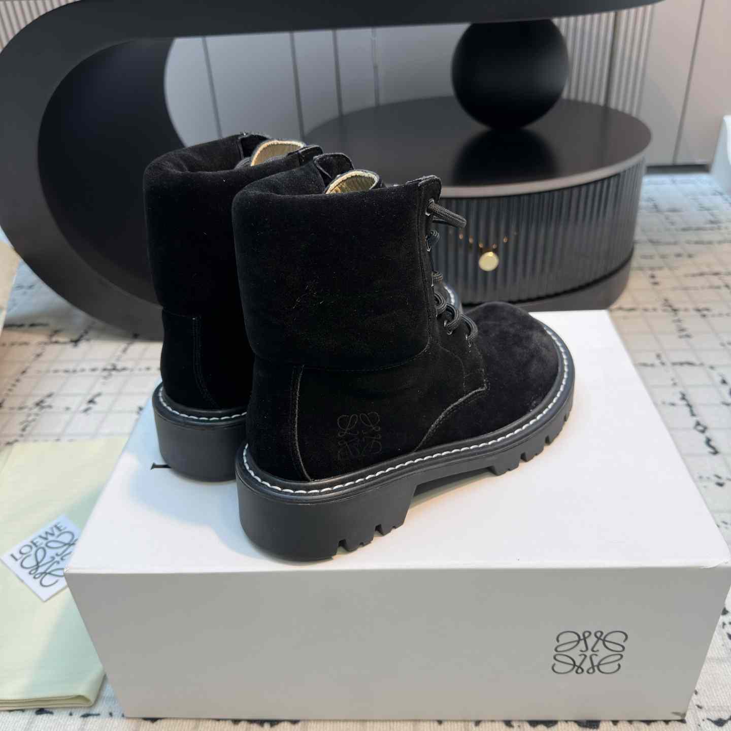 Loewe Sierra Combat Ankle Boot In Suede - DopestKickz