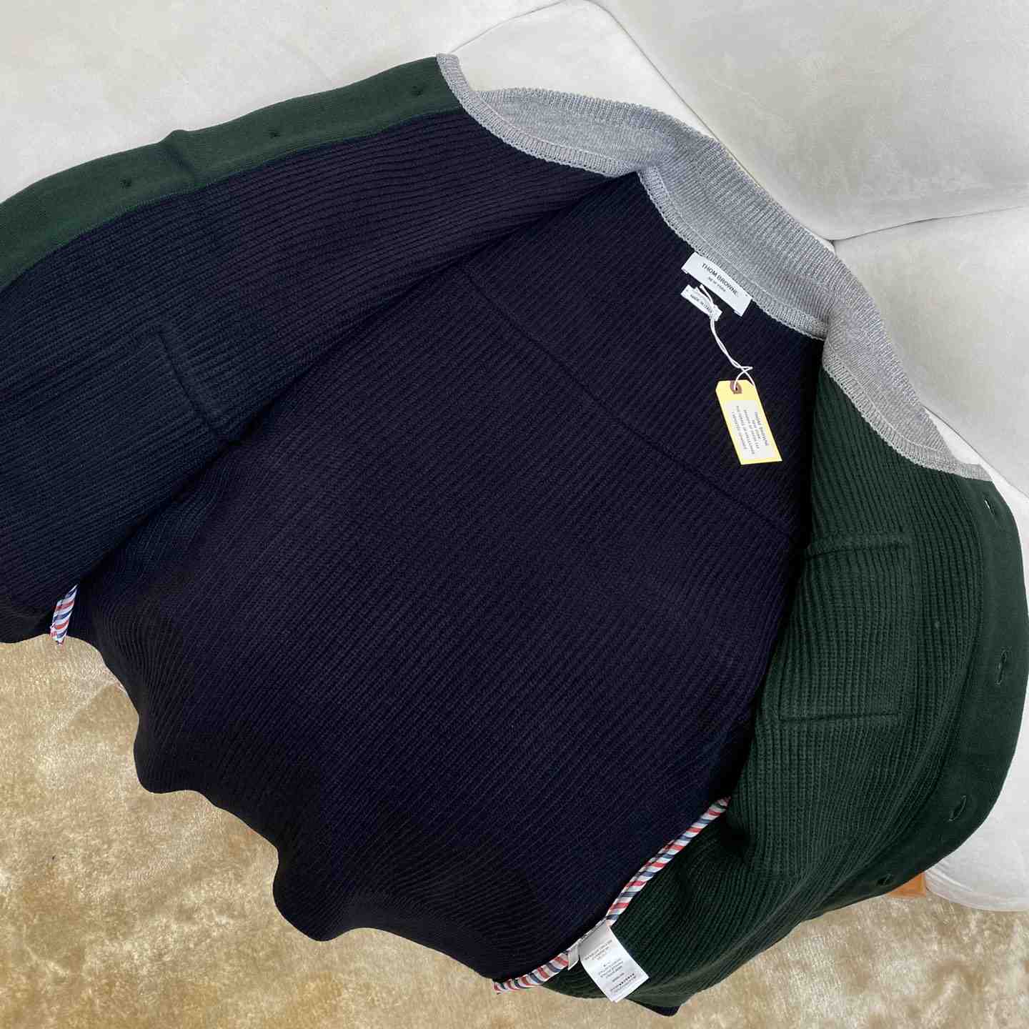 Thom Browne Fun-Mix Boiled Wool Stripe Workman's Jacket - DopestKickz