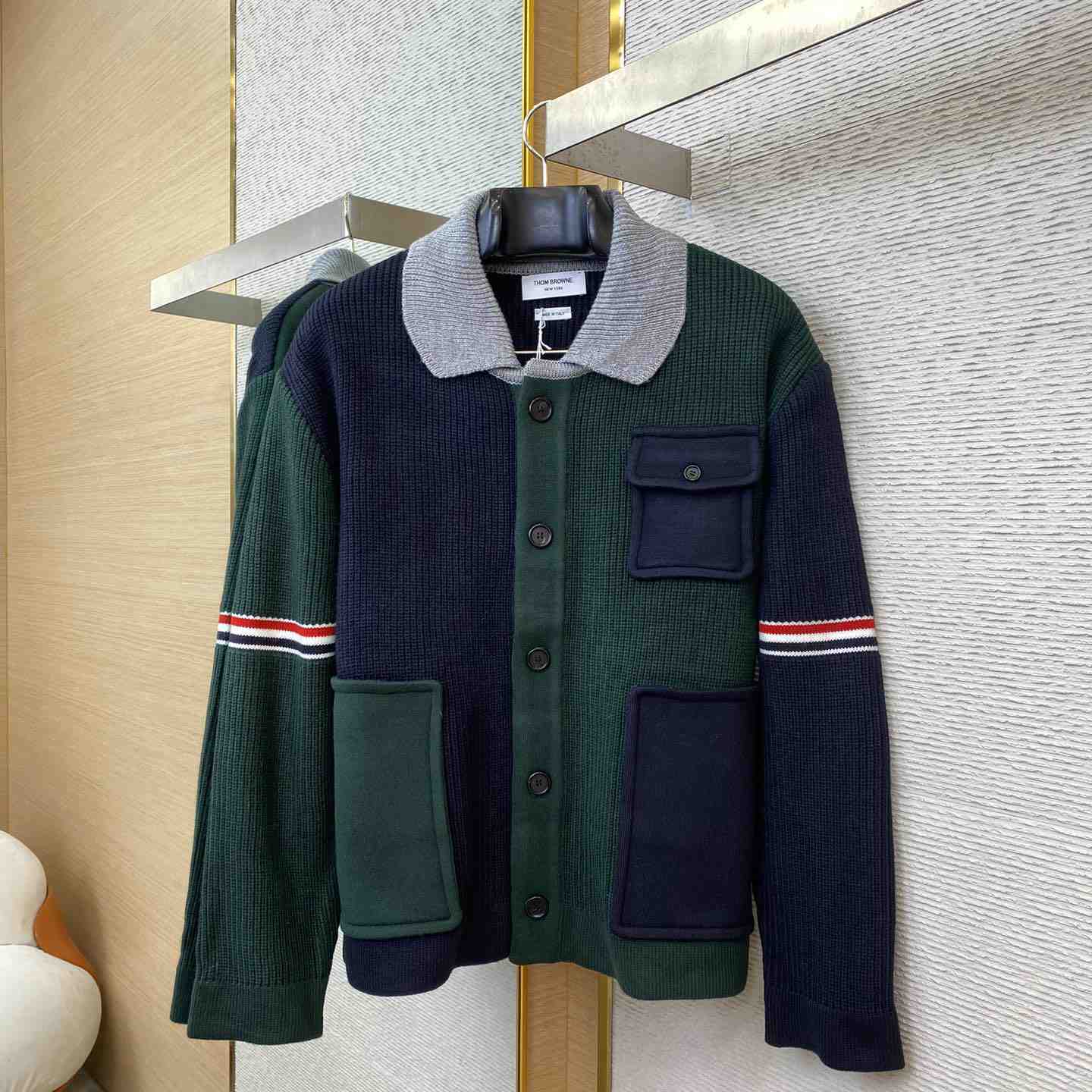 Thom Browne Fun-Mix Boiled Wool Stripe Workman's Jacket - DopestKickz