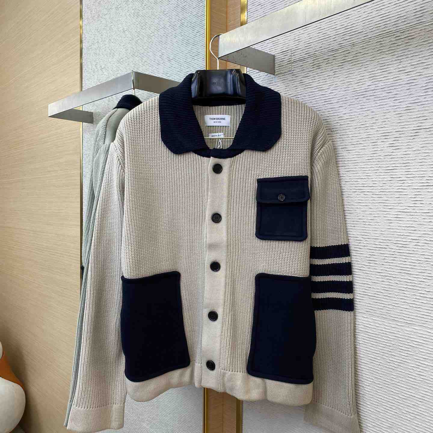 Thom Browne Fun-Mix Boiled Wool Stripe Workman's Jacket - DopestKickz