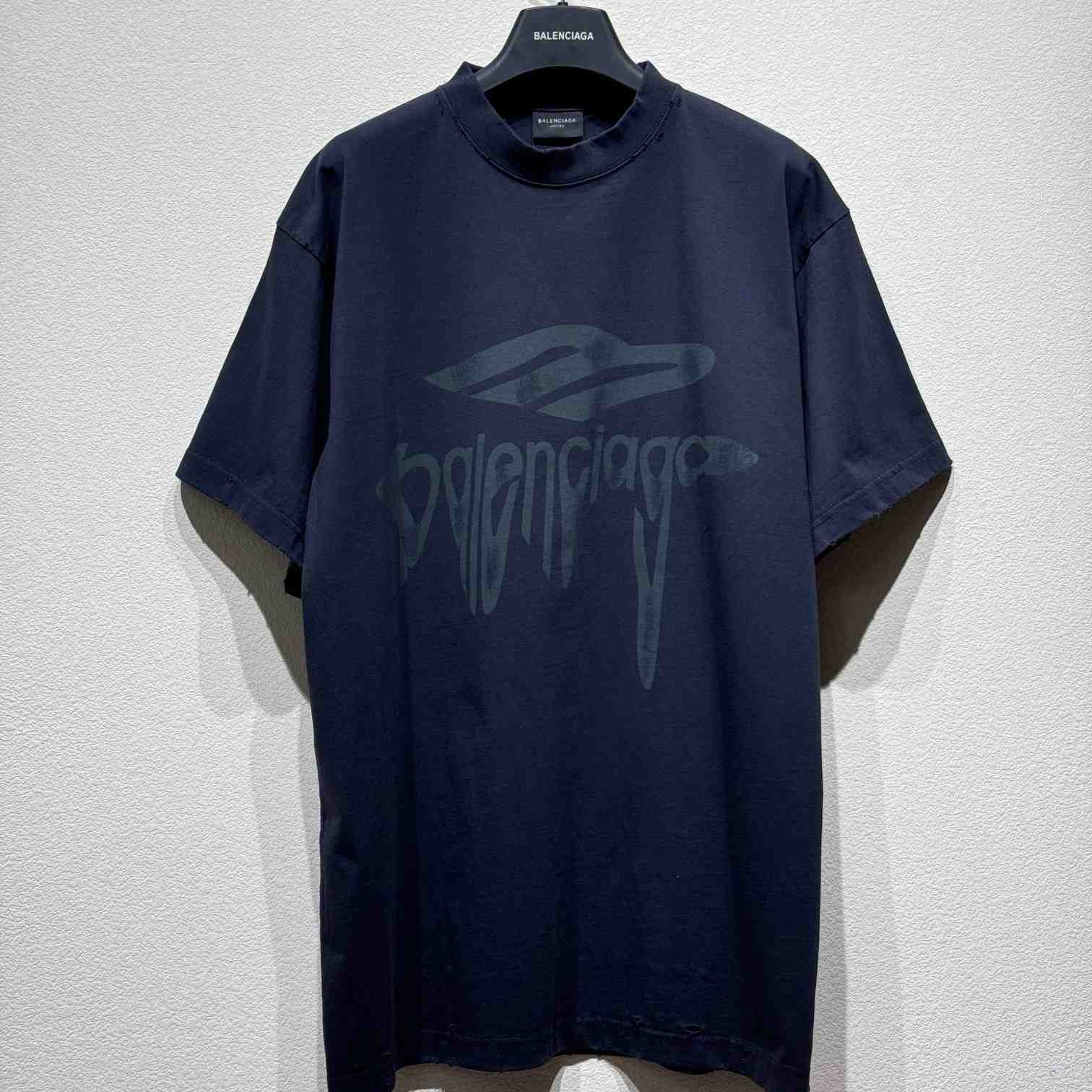 Balenciaga 3B Liquefied T-Shirt Oversized In Faded Black - DopestKickz