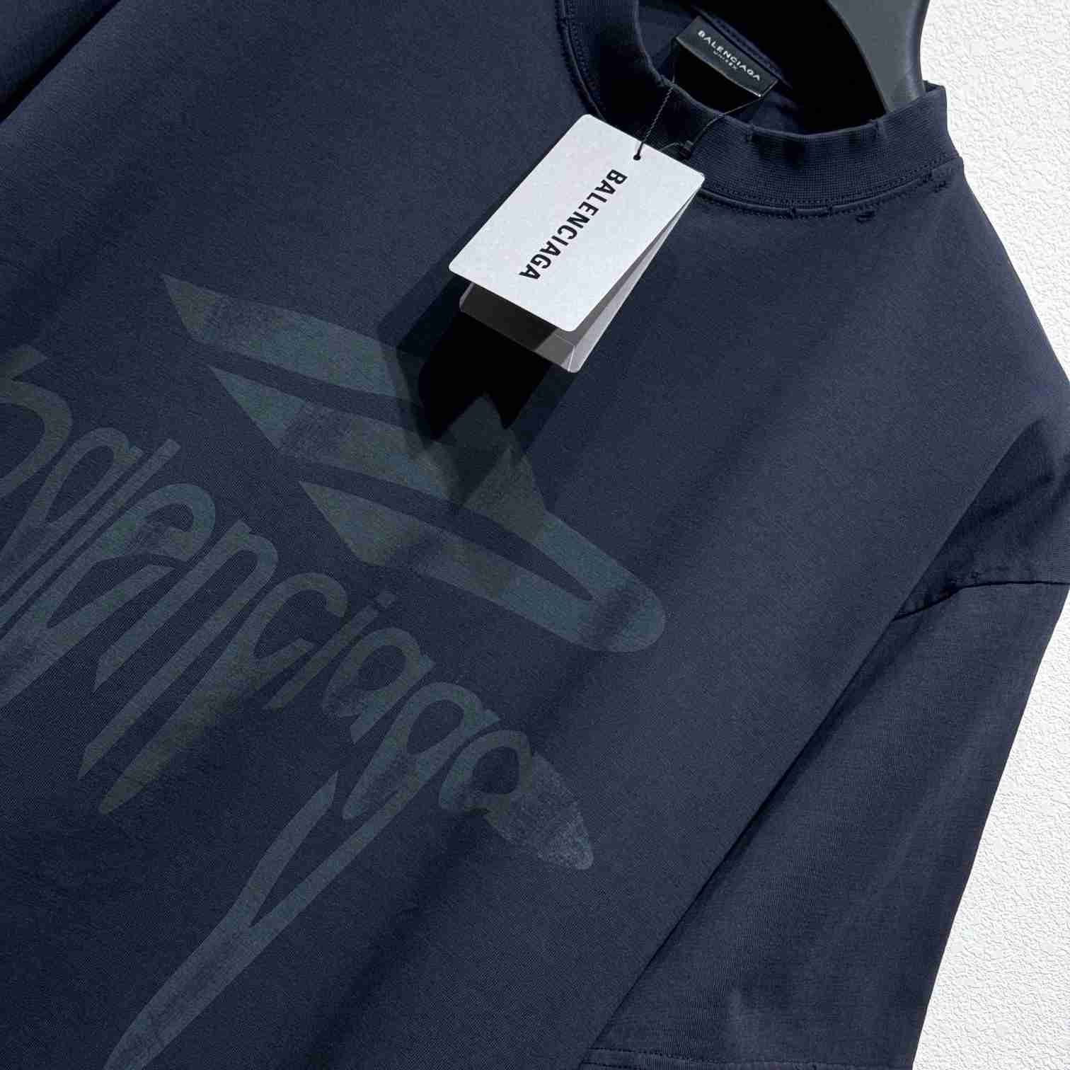 Balenciaga 3B Liquefied T-Shirt Oversized In Faded Black - DopestKickz