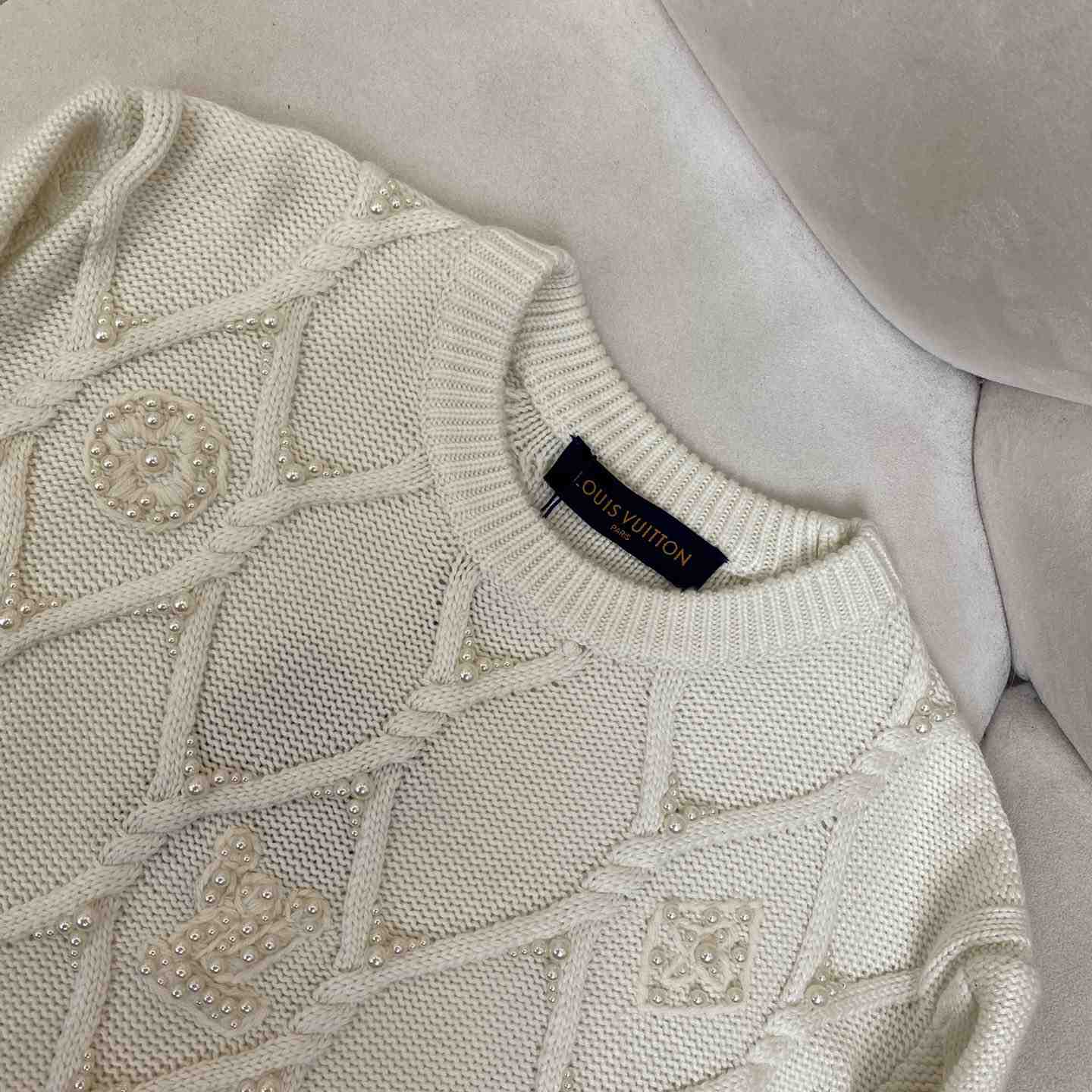 Louis Vuitton Embellished Cable Knit Wool Blend Pullover   - DopestKickz