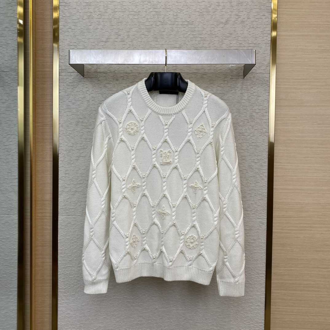 Louis Vuitton Embellished Cable Knit Wool Blend Pullover   - DopestKickz