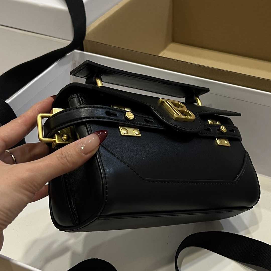 Balmain Black Leather Shoulder Bag  (19*12*7.5cm) - DopestKickz