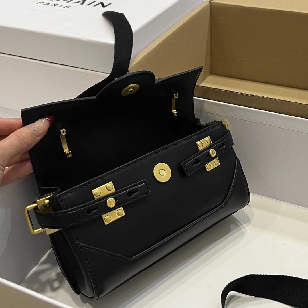 Balmain Black Leather Shoulder Bag  (19*12*7.5cm) - DopestKickz