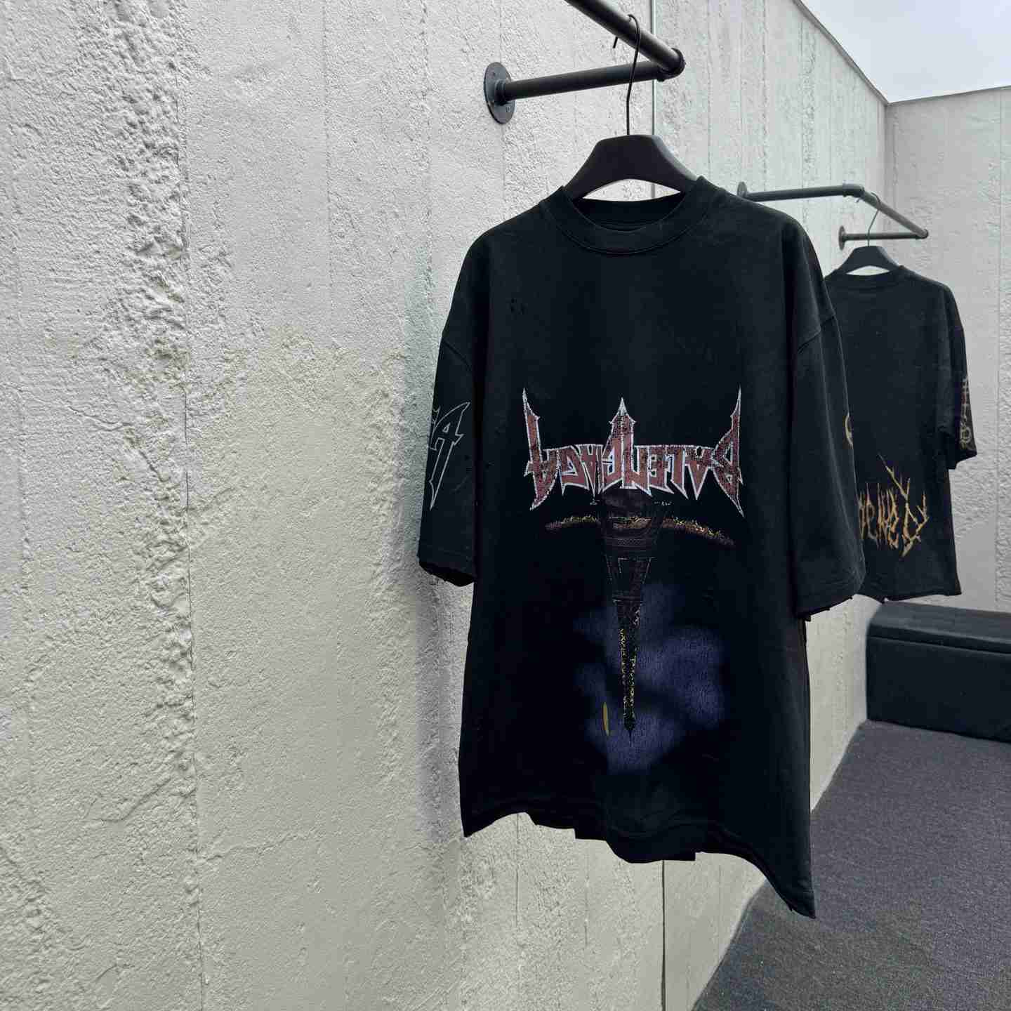 Balenciaga Paris Moon Upside Down T-Shirt Oversized In Black - DopestKickz