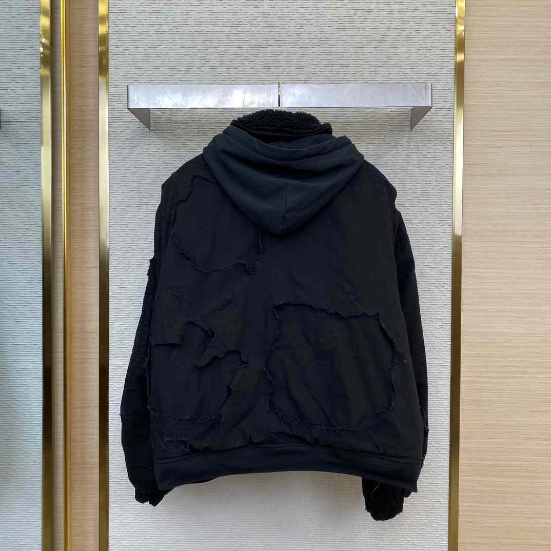Balenciaga Unity Destroyed Bomber Jacket Black - DopestKickz
