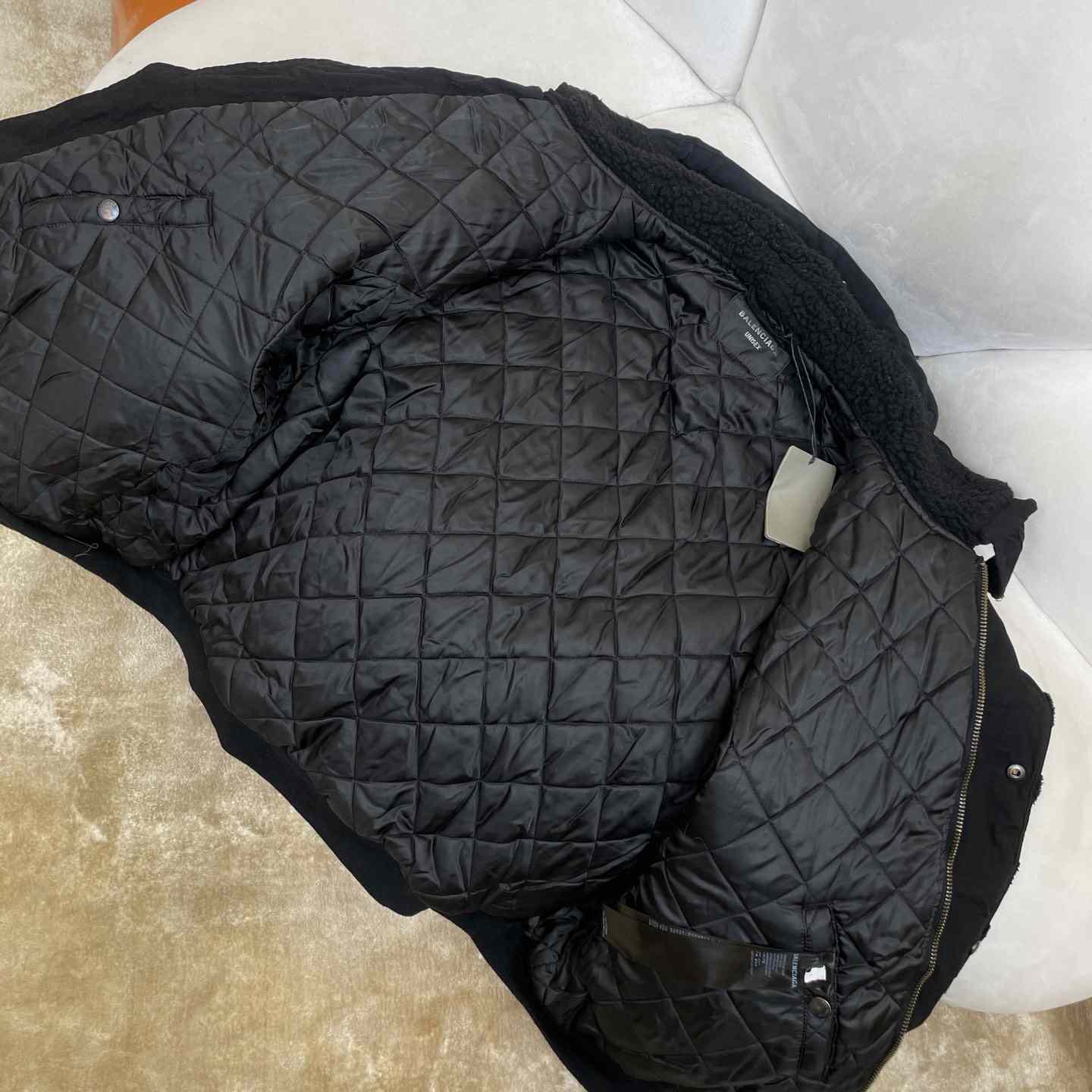 Balenciaga Unity Destroyed Bomber Jacket Black - DopestKickz
