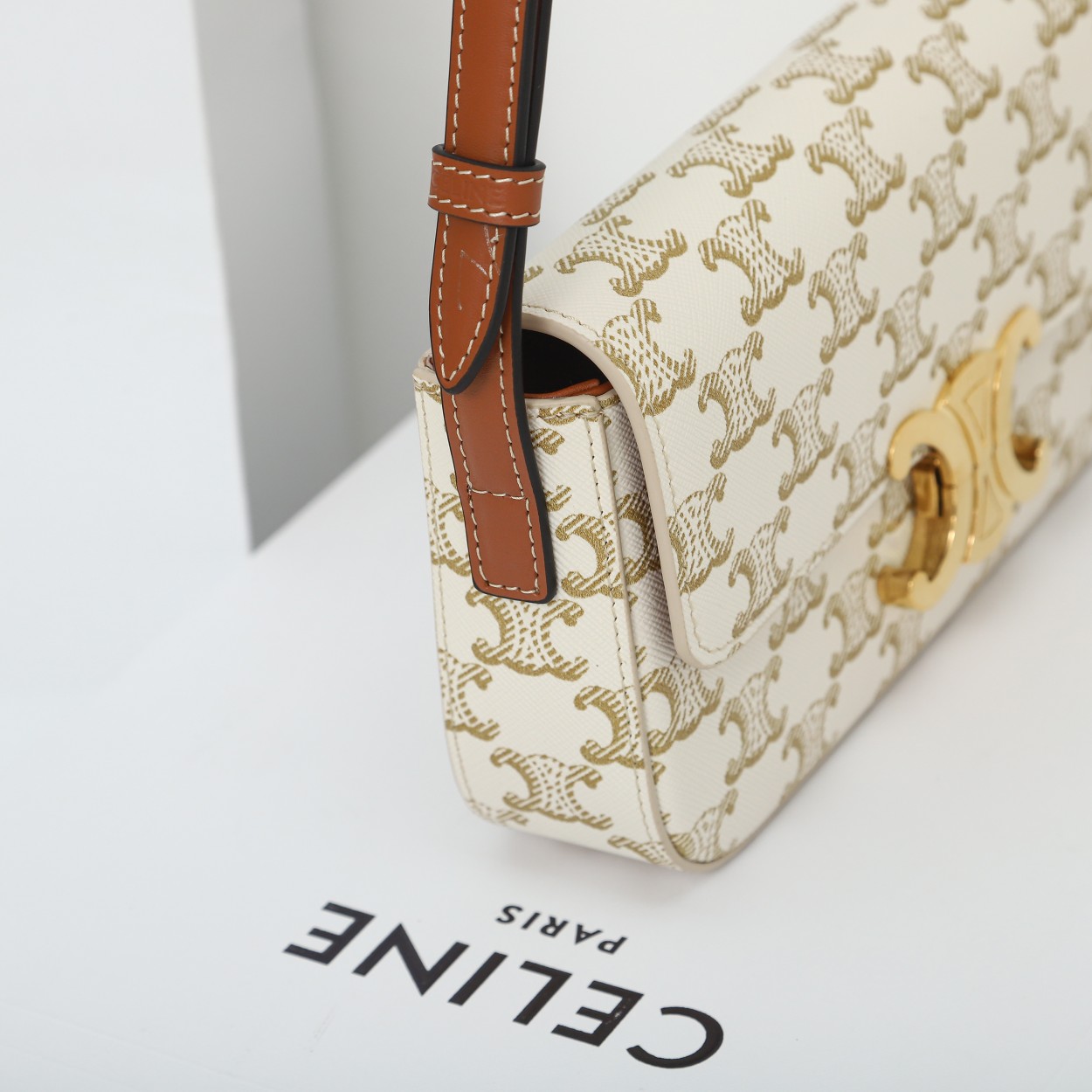 Celine Shoulder Bag Claude In Triomphe Canvas And Calfskin - DopestKickz