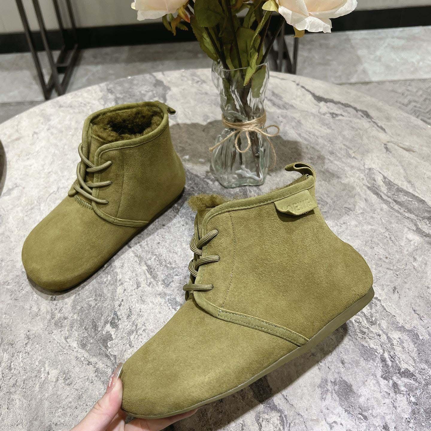 Loewe Lago Lace-up Bootie In Suede And Shearling - DopestKickz