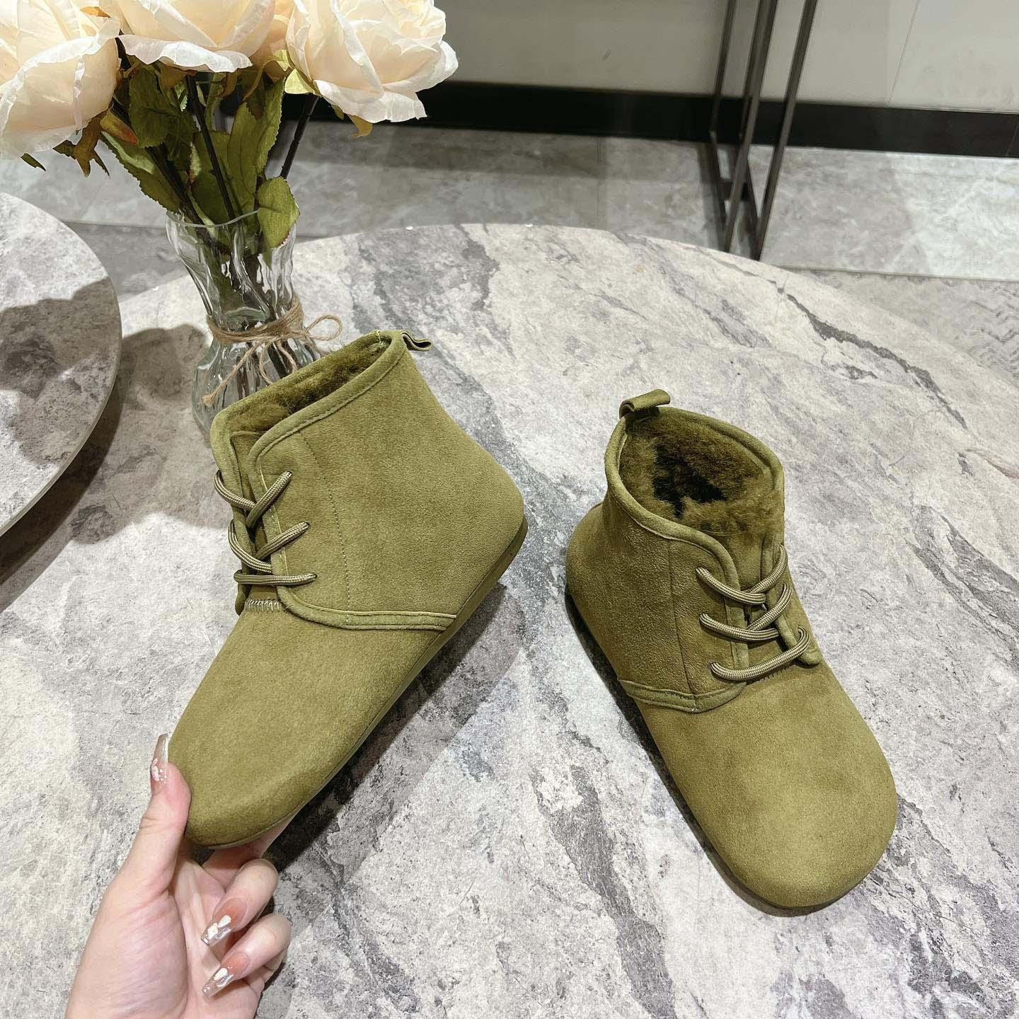 Loewe Lago Lace-up Bootie In Suede And Shearling - DopestKickz