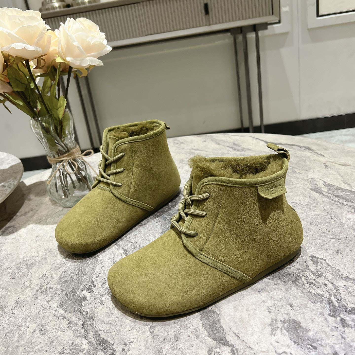 Loewe Lago Lace-up Bootie In Suede And Shearling - DopestKickz