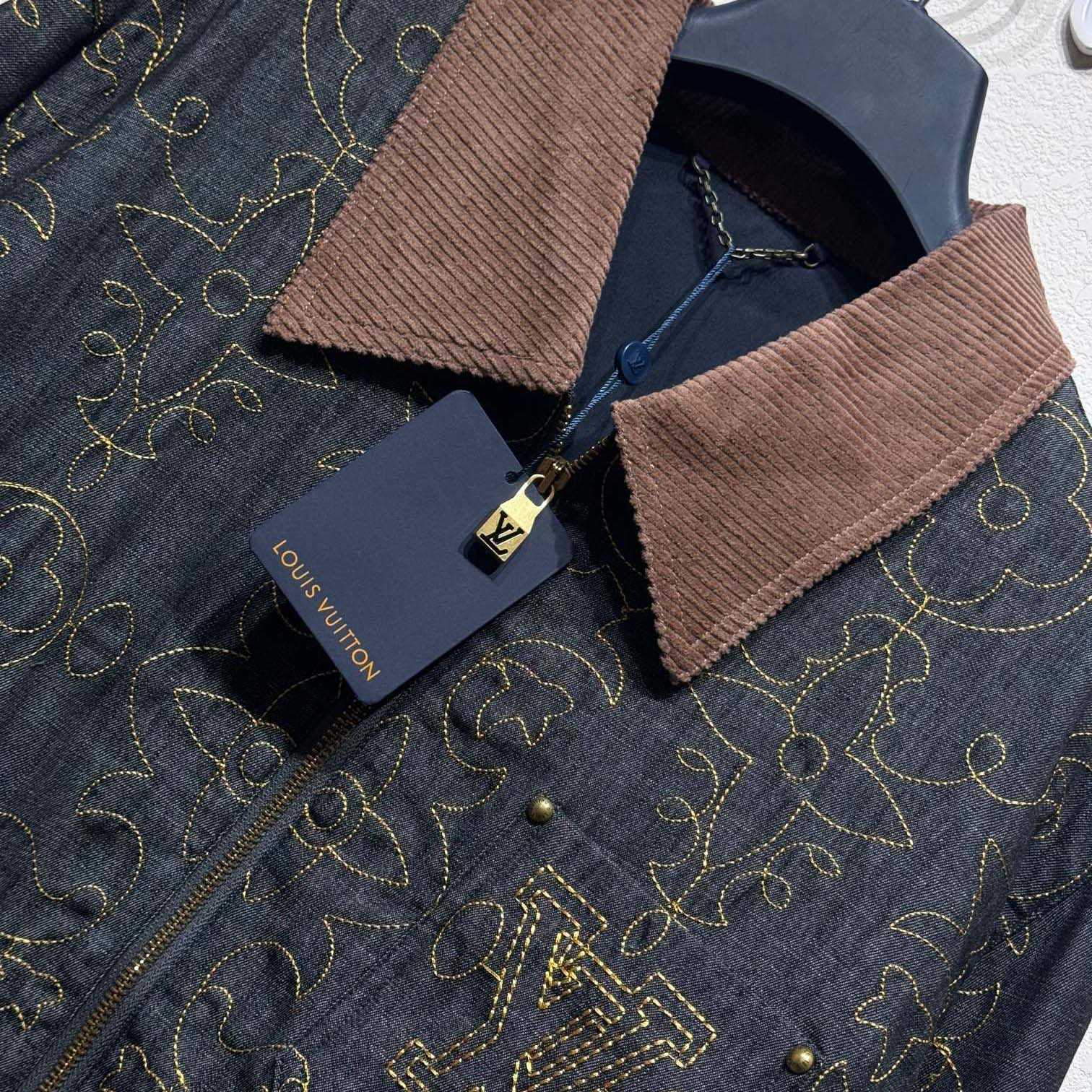 Louis Vuitton Embroidered Denim Workwear Jacket   - DopestKickz