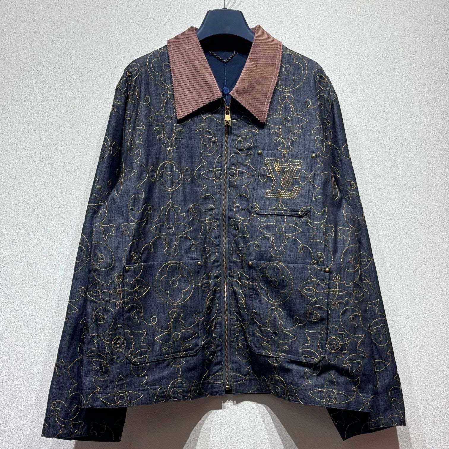 Louis Vuitton Embroidered Denim Workwear Jacket   - DopestKickz