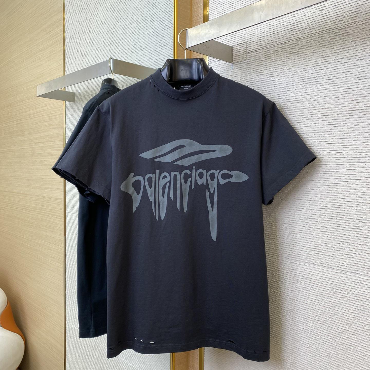 Balenciaga 3B Liquefied T-Shirt Oversized In Faded Black - DopestKickz
