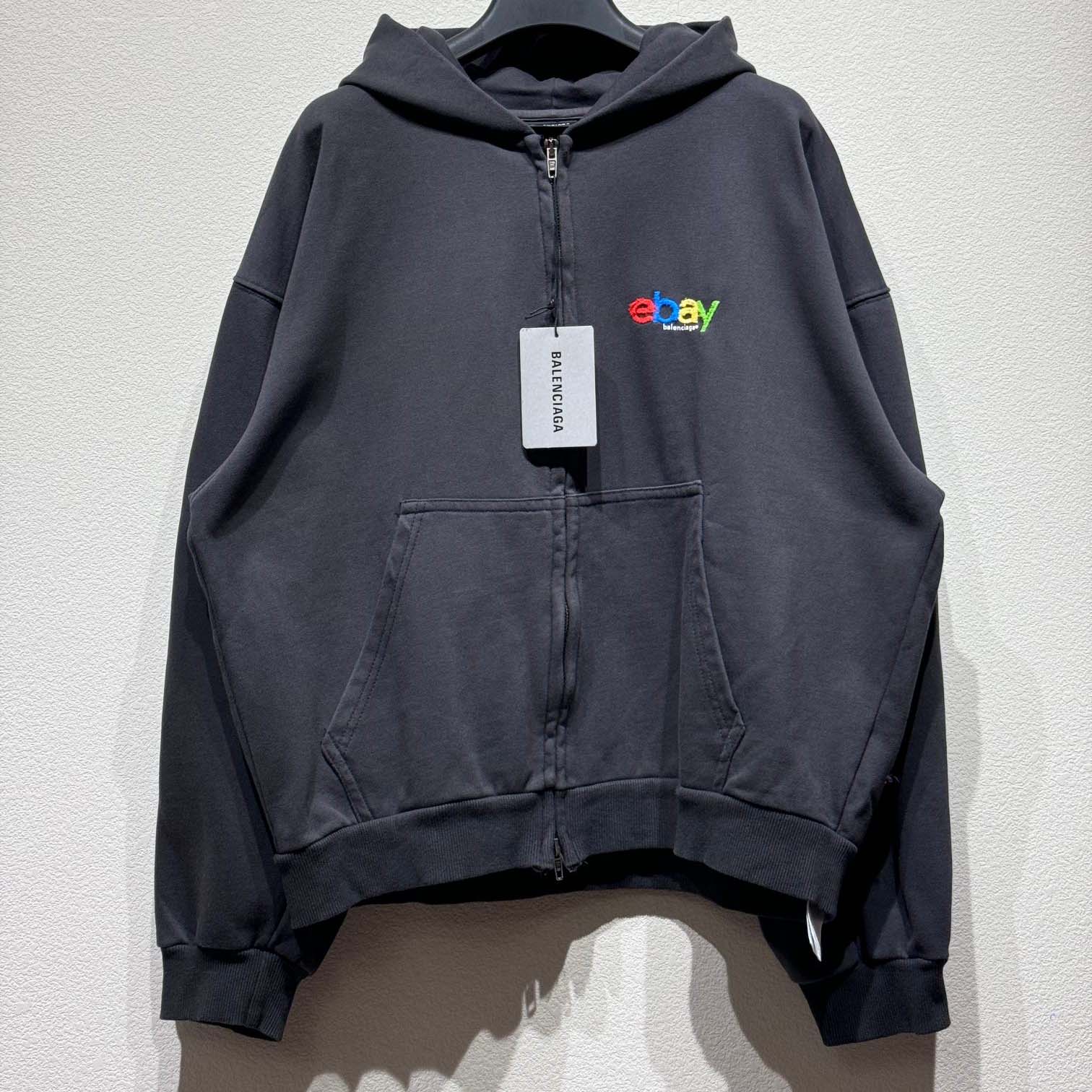 Balenciaga EBay Zip-Up Hoodie Regular Fit In Black - DopestKickz