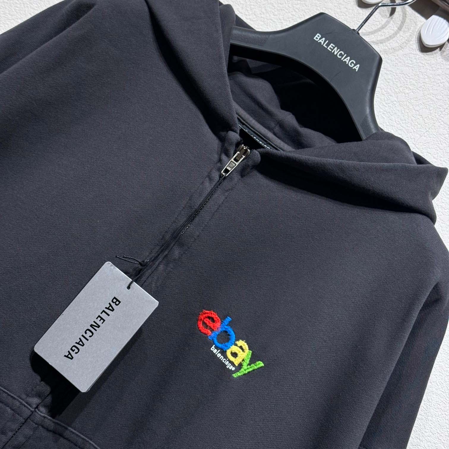 Balenciaga EBay Zip-Up Hoodie Regular Fit In Black - DopestKickz
