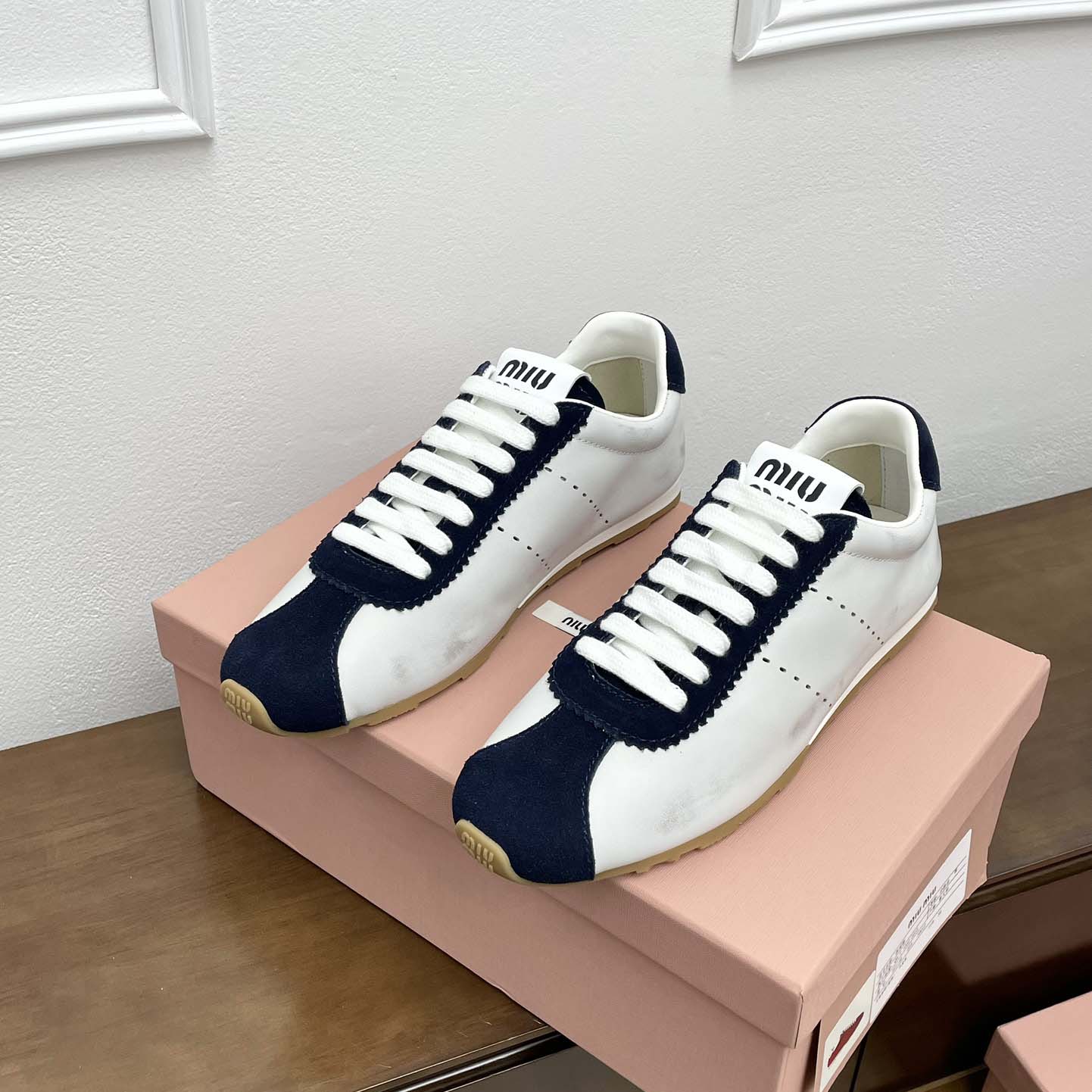 Miu Miu Plume Nappa Leather And Suede Sneakers - DopestKickz
