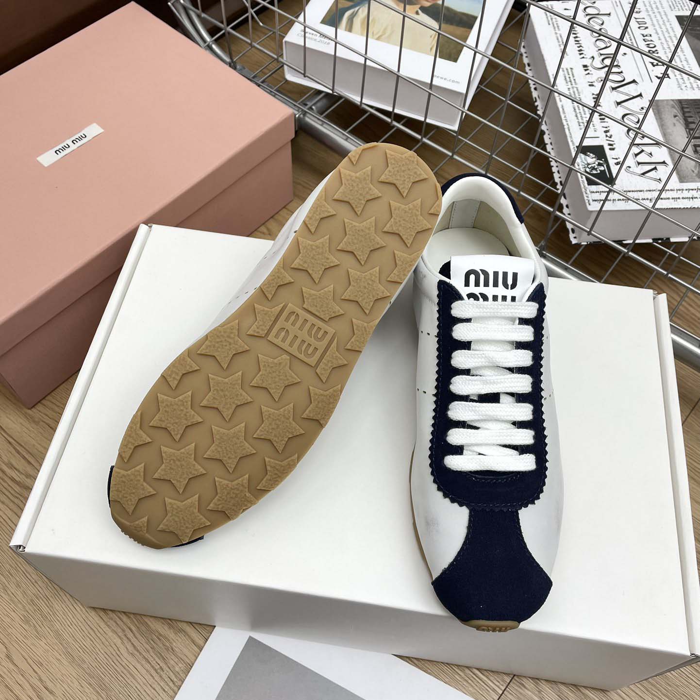 Miu Miu Plume Nappa Leather And Suede Sneakers - DopestKickz
