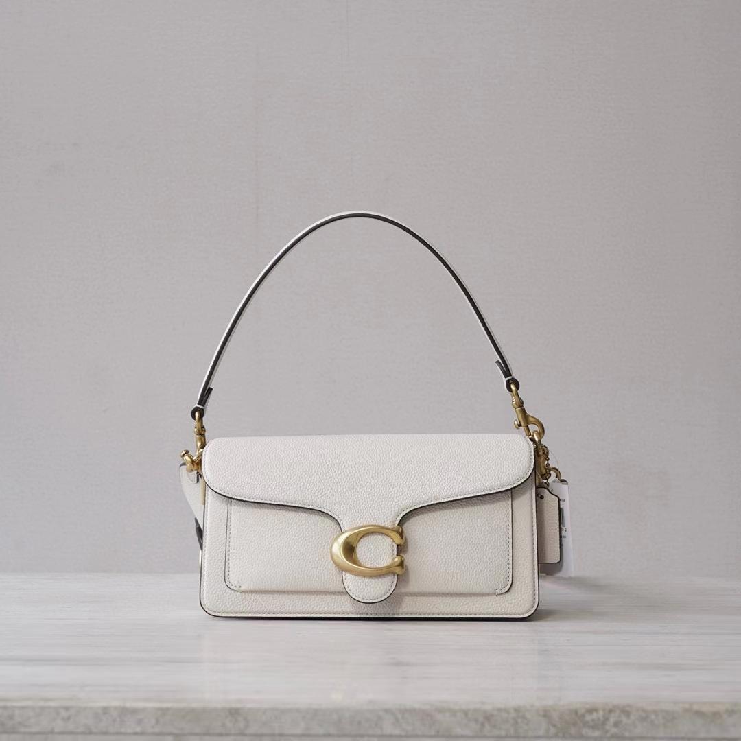 Coach Women's White Pebble Tabby Shoulder Bag （26*15*8cm） - DopestKickz