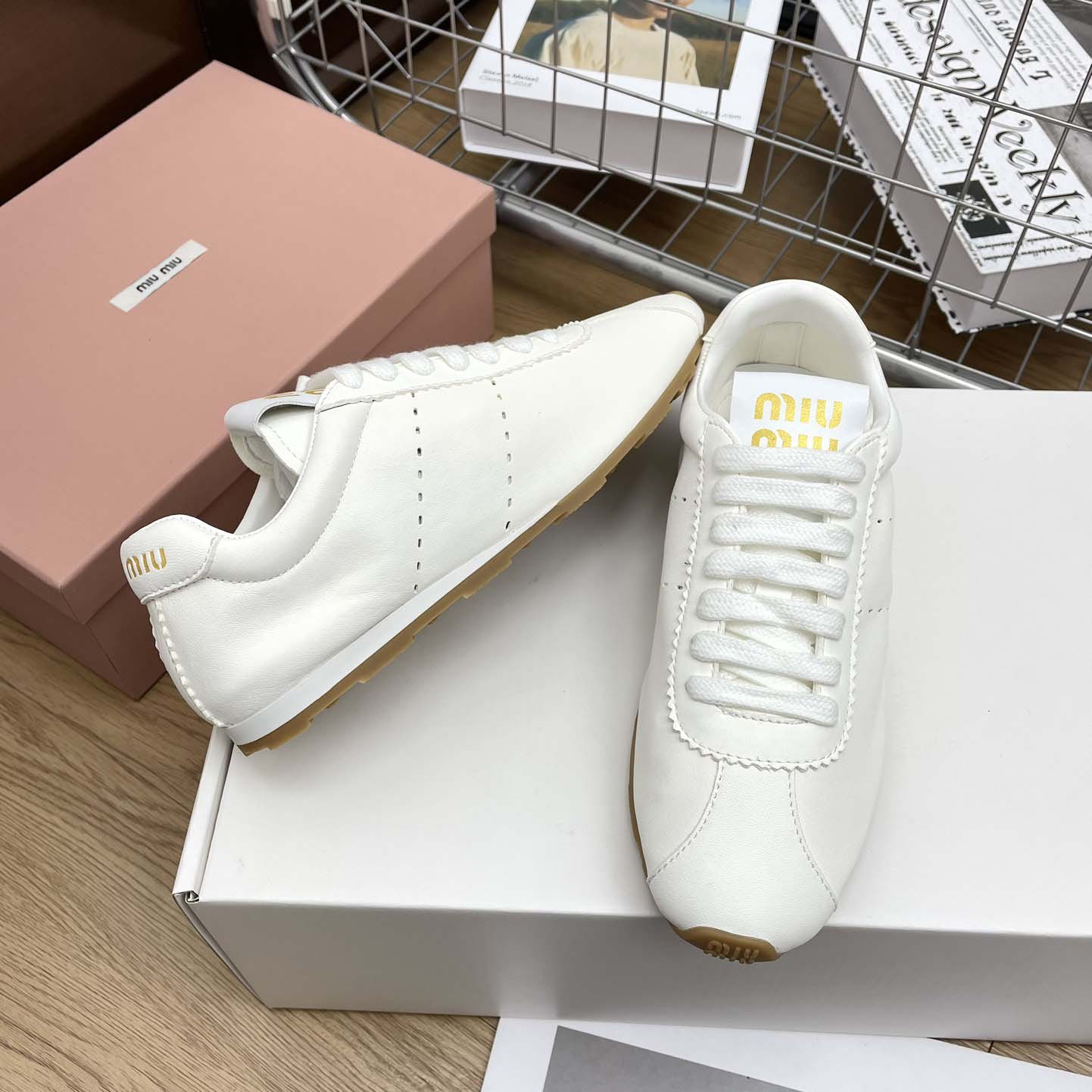 Miu Miu Plume Nappa Leather Sneakers - DopestKickz