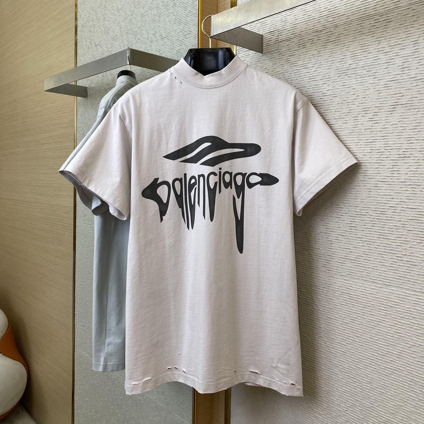 Balenciaga 3B Liquefied T-Shirt Oversized in Dirty White - DopestKickz