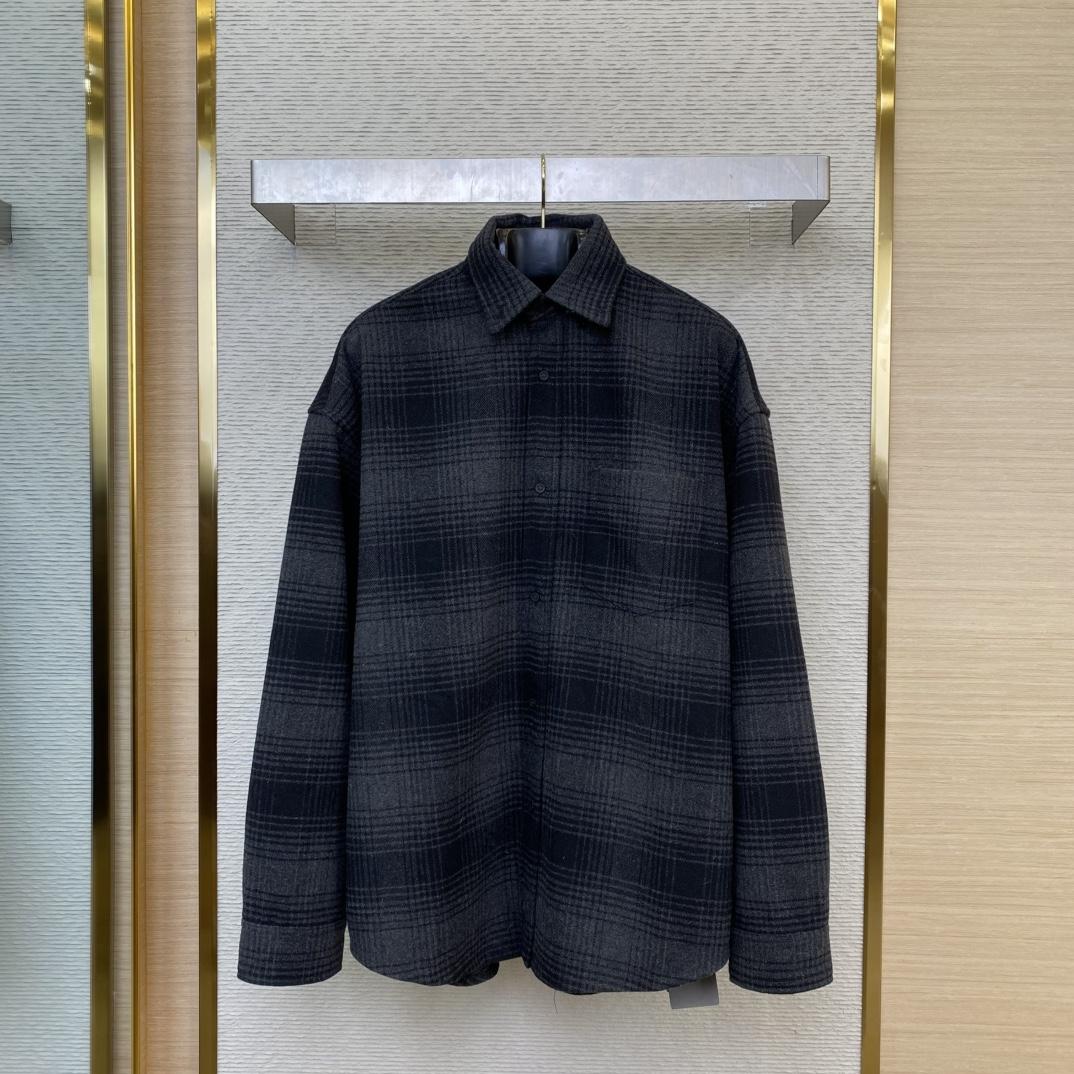 Balenciaga Black Checked Wool-Blend Flannel Shirt - DopestKickz